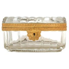 French 19th century Louis XVI st. Brass and Baccarat Crystal box