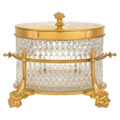 French 19th century Louis XVI st. Baccarat Crystal and Ormolu box