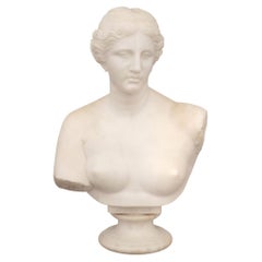 Italian 19th century white Carrara marble bust of Venus de Milo