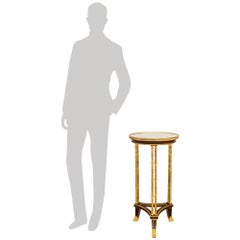 Table d'appoint française du XIXe siècle en acajou, bronze doré et marbre, signée Linke