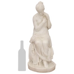 Statua neoclassica italiana del XIX secolo raffigurante Psiche, realizzata in marmo bianco di Carrara