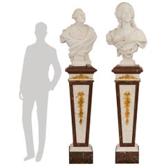 pair of Italian 19th century busts of Louis XVI and Marie Antoinette