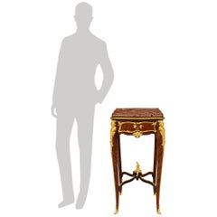French 19th century Mahogany, Ormolu and marble side table, signed Linke