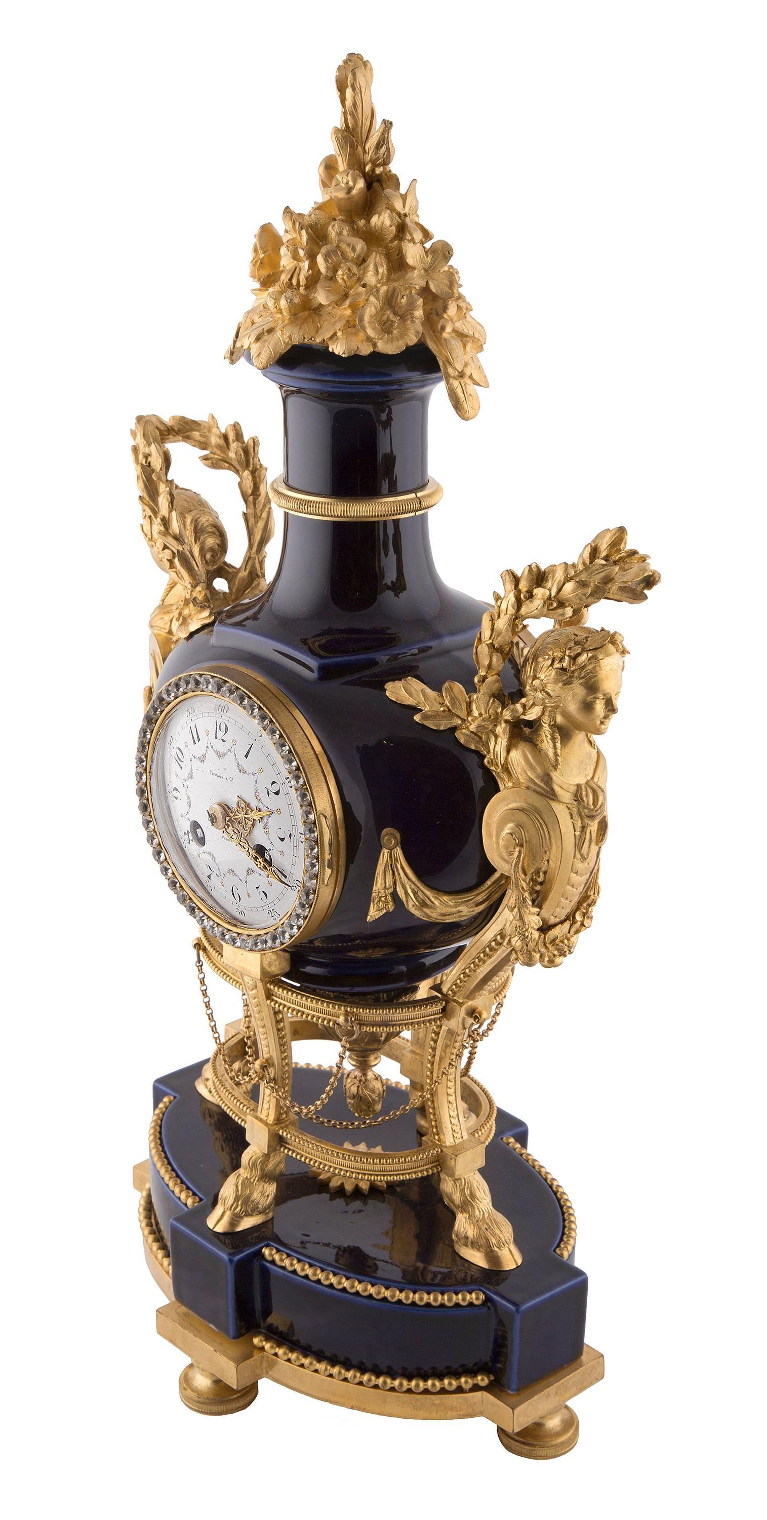 French 19th Century Louis XVI St. Ormolu and Sevres Clock by Tiffany & Co. 3