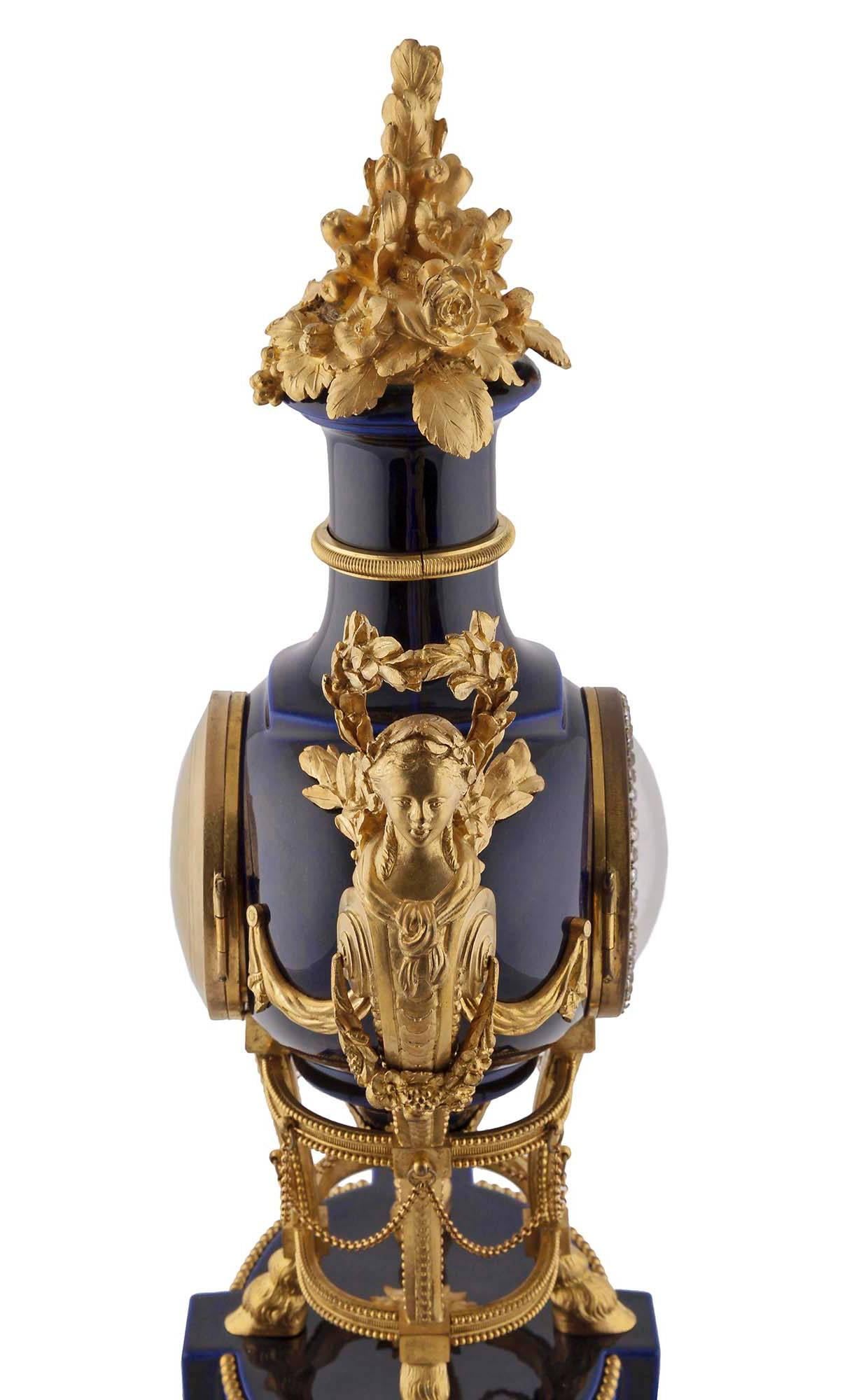 French 19th Century Louis XVI St. Ormolu and Sevres Clock by Tiffany & Co. 4