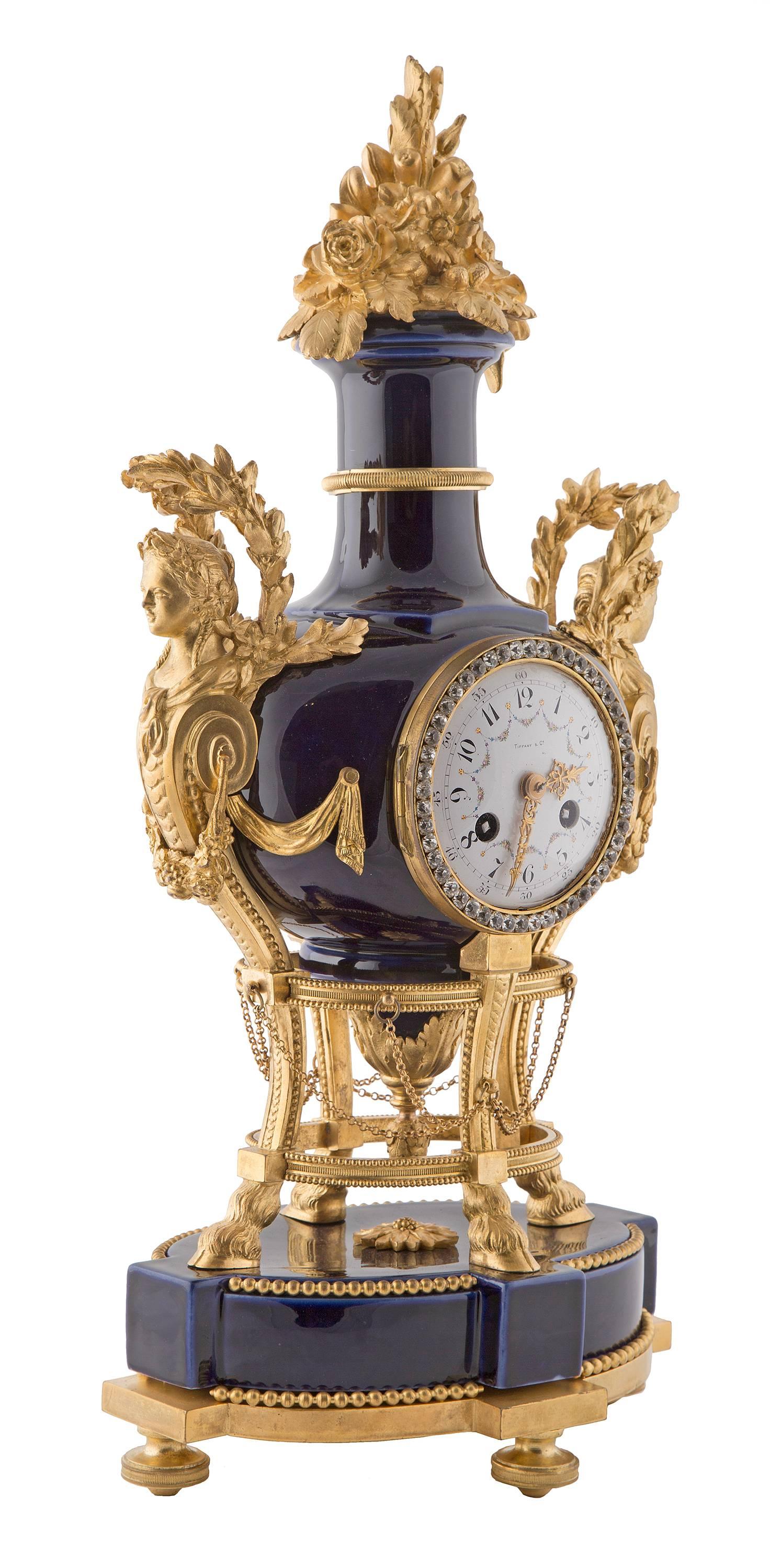 French 19th Century Louis XVI St. Ormolu and Sevres Clock by Tiffany & Co. 7