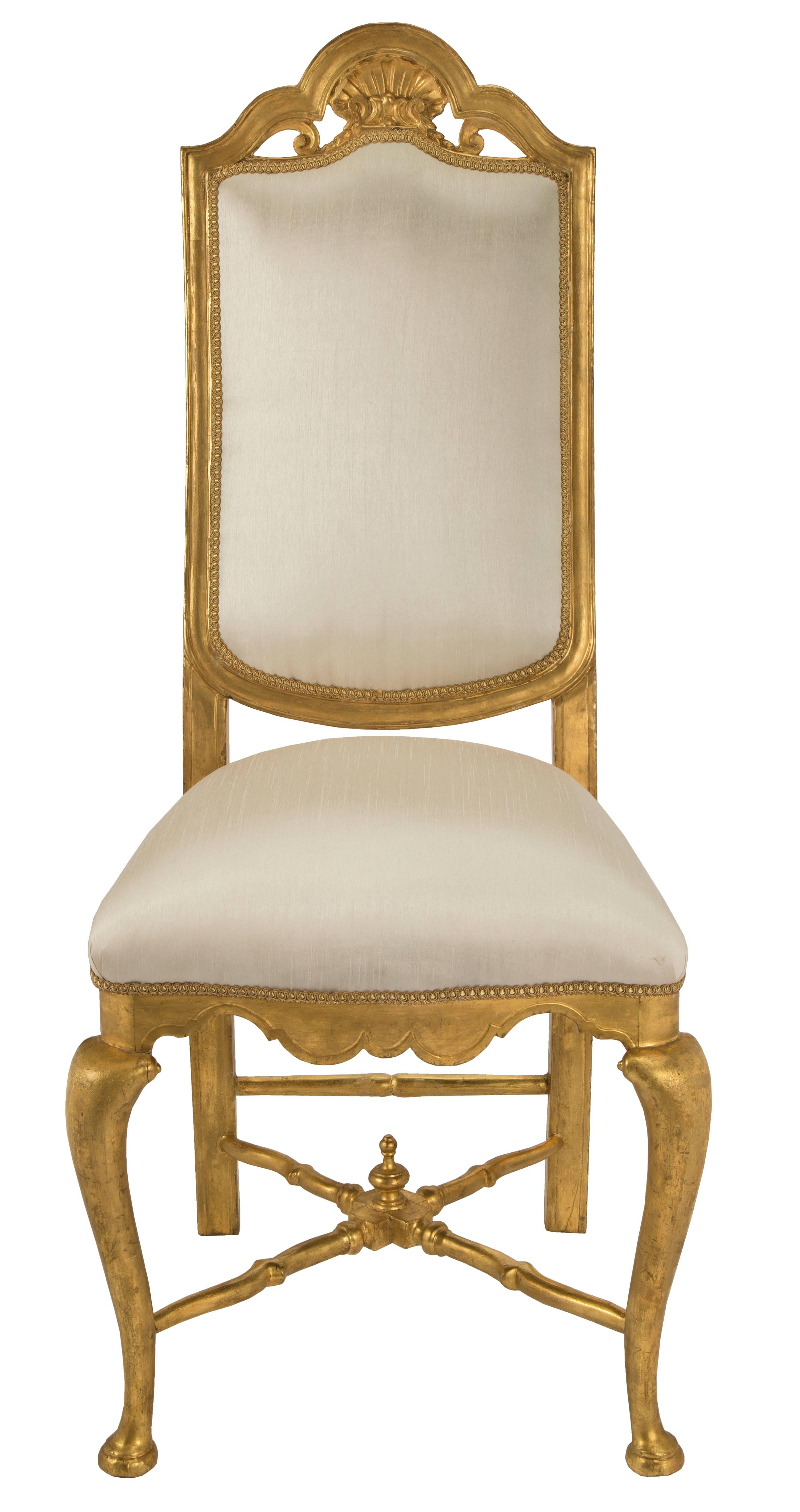Complete Set of 12 19th Century Louis XV Style Giltwood Dining Chairs 4