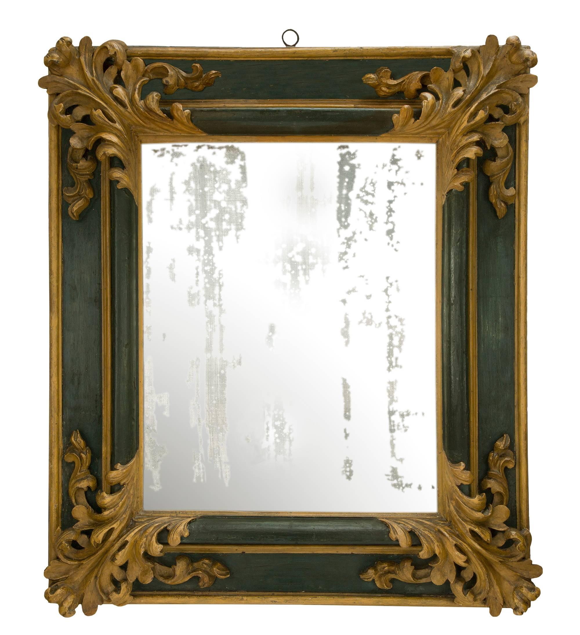 Pair of Italian 17th Century Baroque Period Patinated Mirrors 2