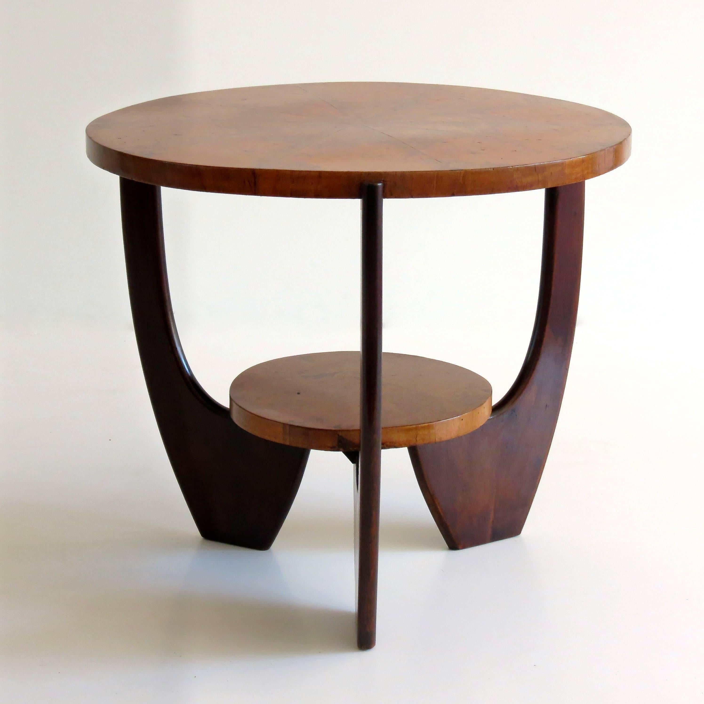 Art Deco Round Deco Briar Root Side Table, 1930
