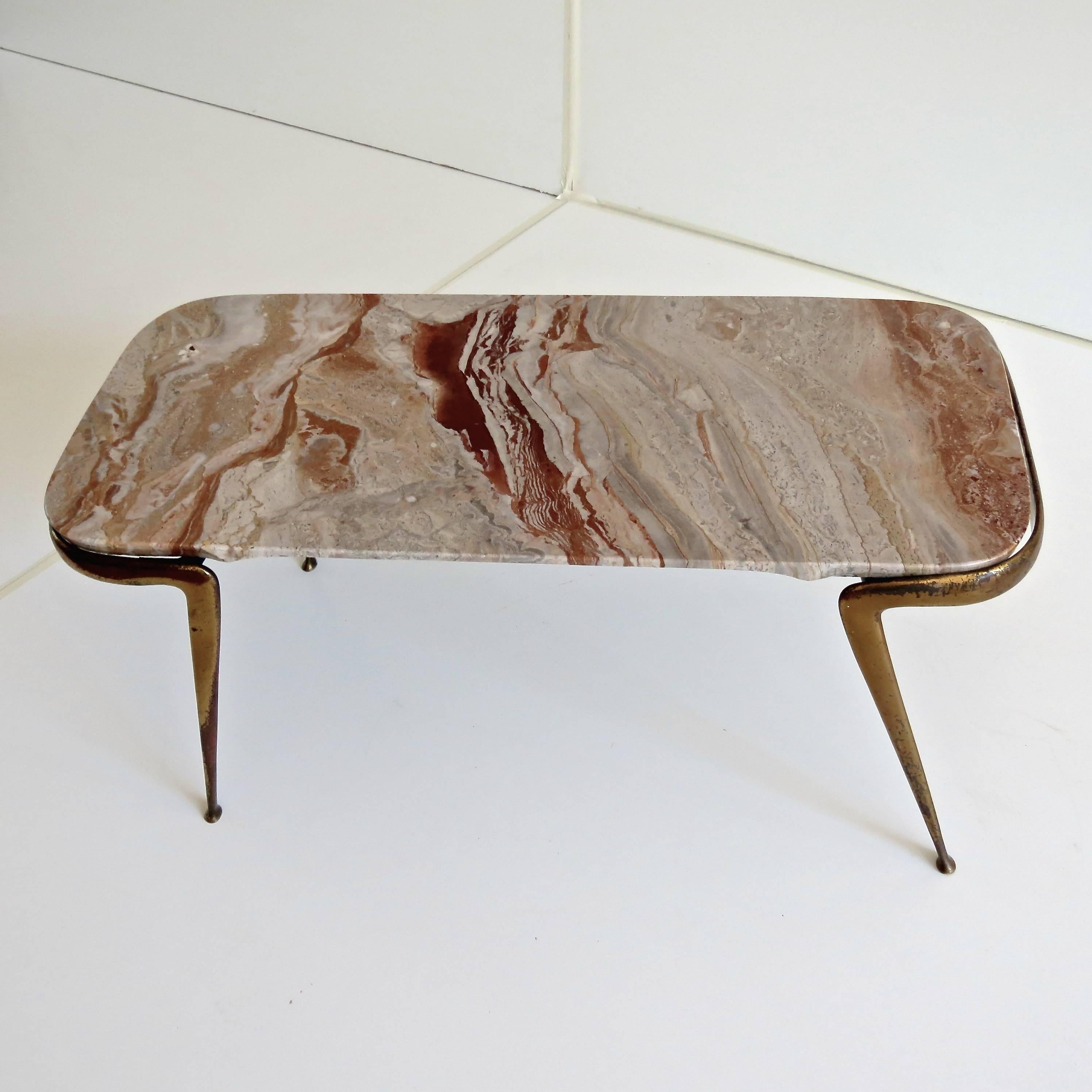 Brass and Italian Breccia Marble-Top Occasional Table by Cesare Lacca, 1950 In Good Condition In Rome, IT