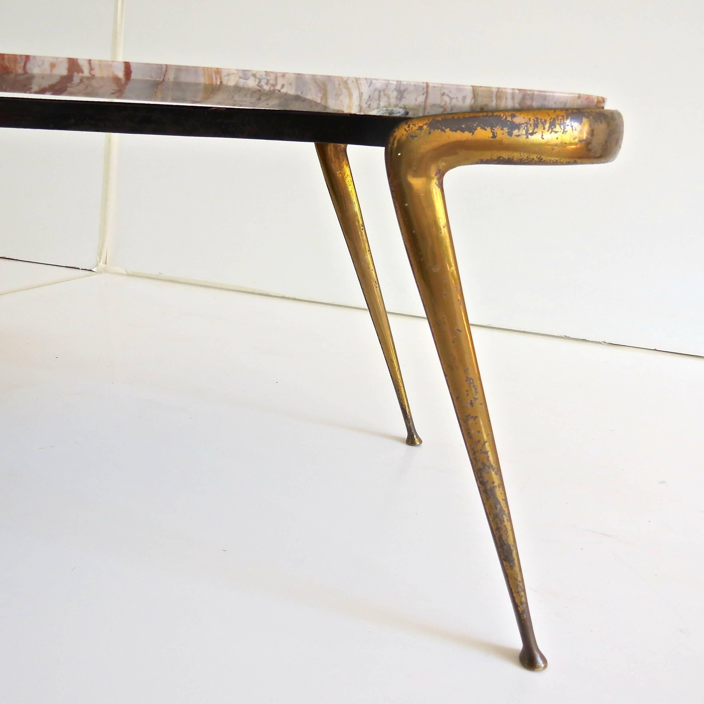 Mid-20th Century Brass and Italian Breccia Marble-Top Occasional Table by Cesare Lacca, 1950