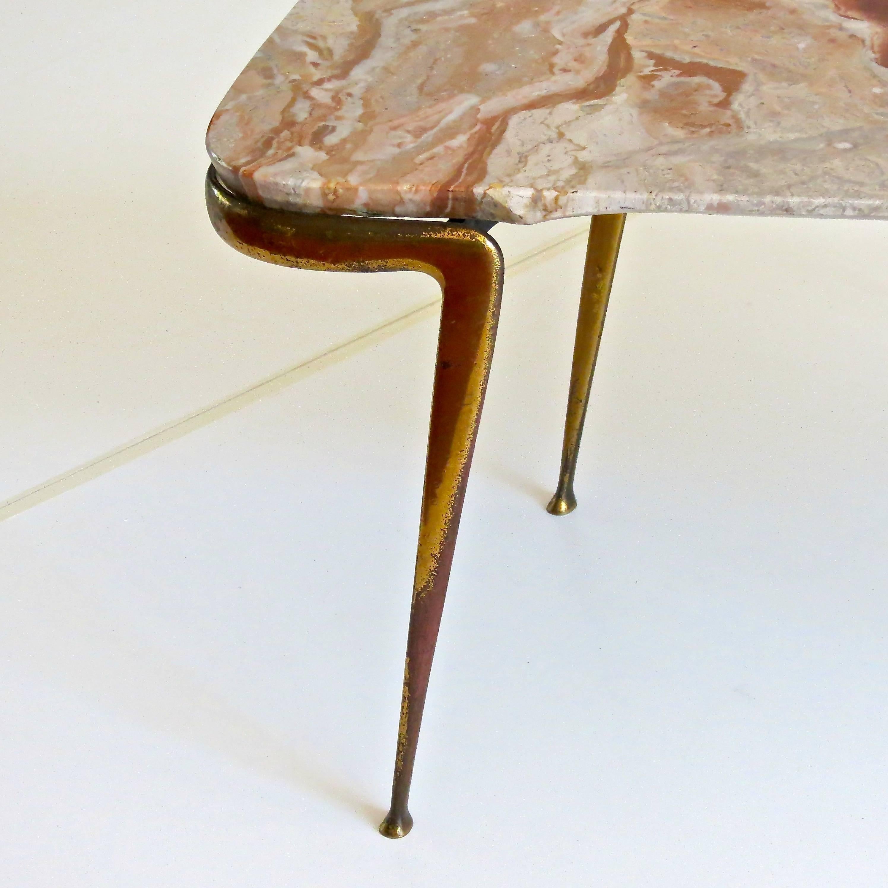 Mid-Century Modern Brass and Italian Breccia Marble-Top Occasional Table by Cesare Lacca, 1950