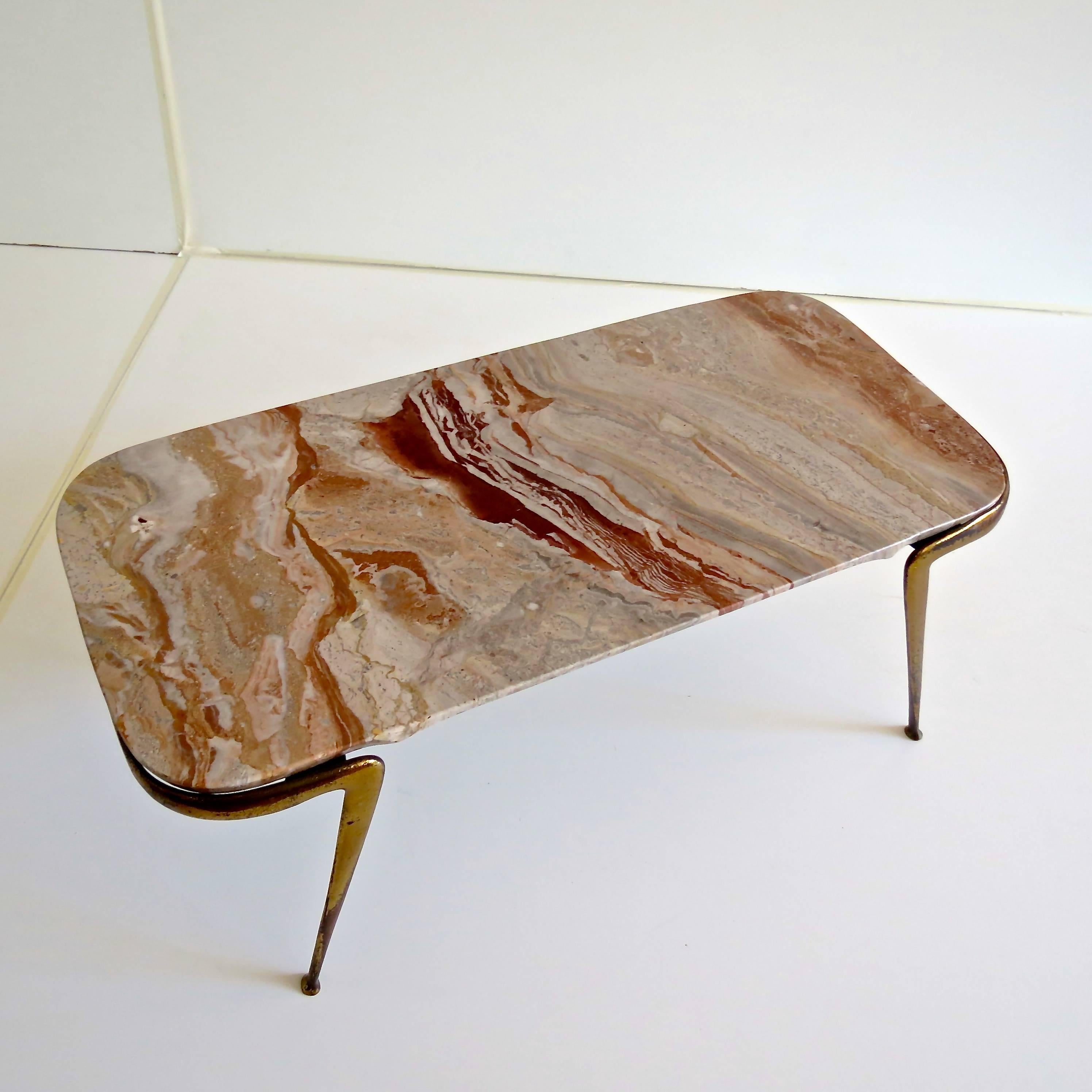 Brass and Italian Breccia Marble-Top Occasional Table by Cesare Lacca, 1950 1