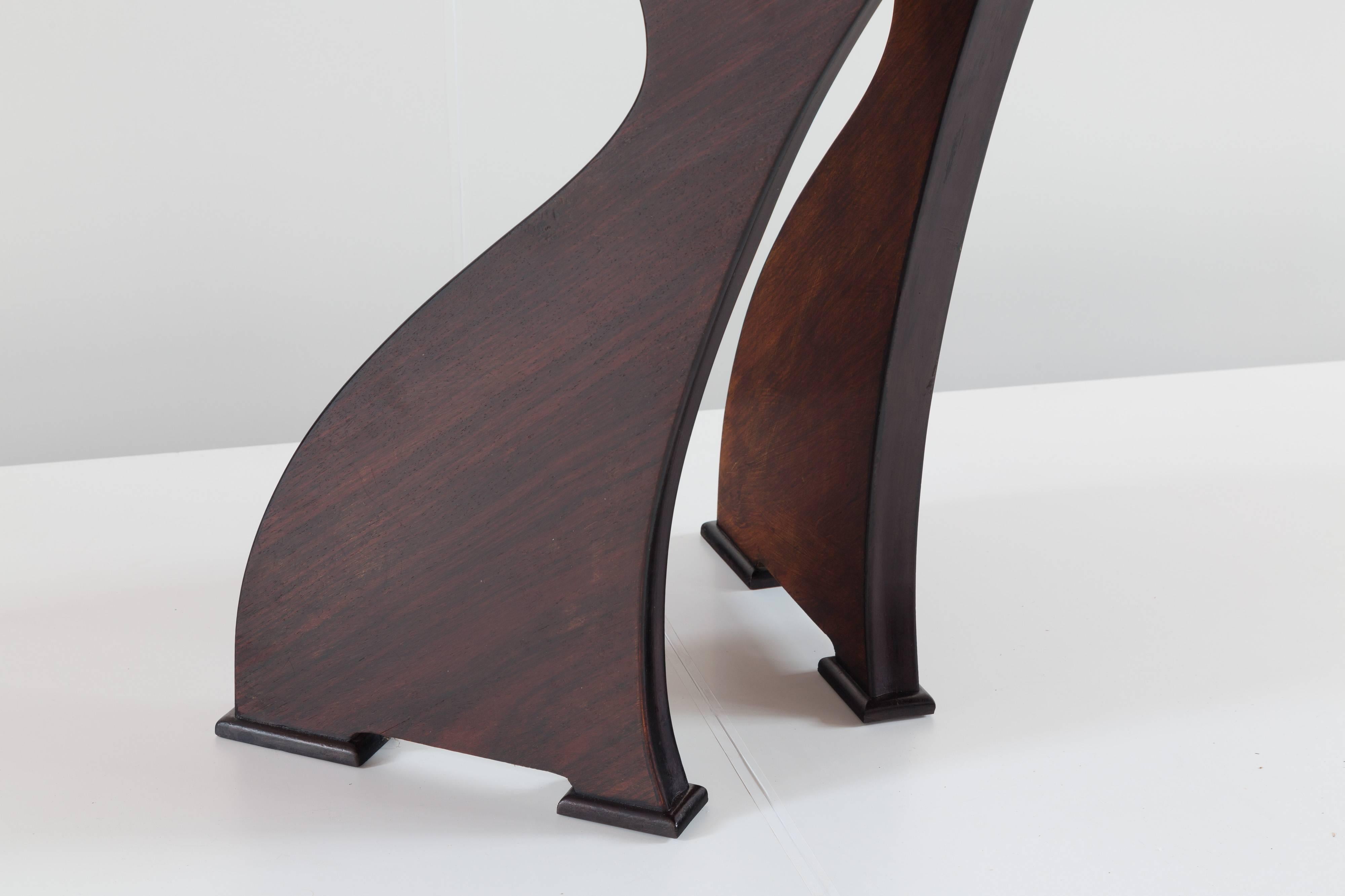 Stunning Italian Modern Rosewood and Black Opaline Glass Dining Table 3