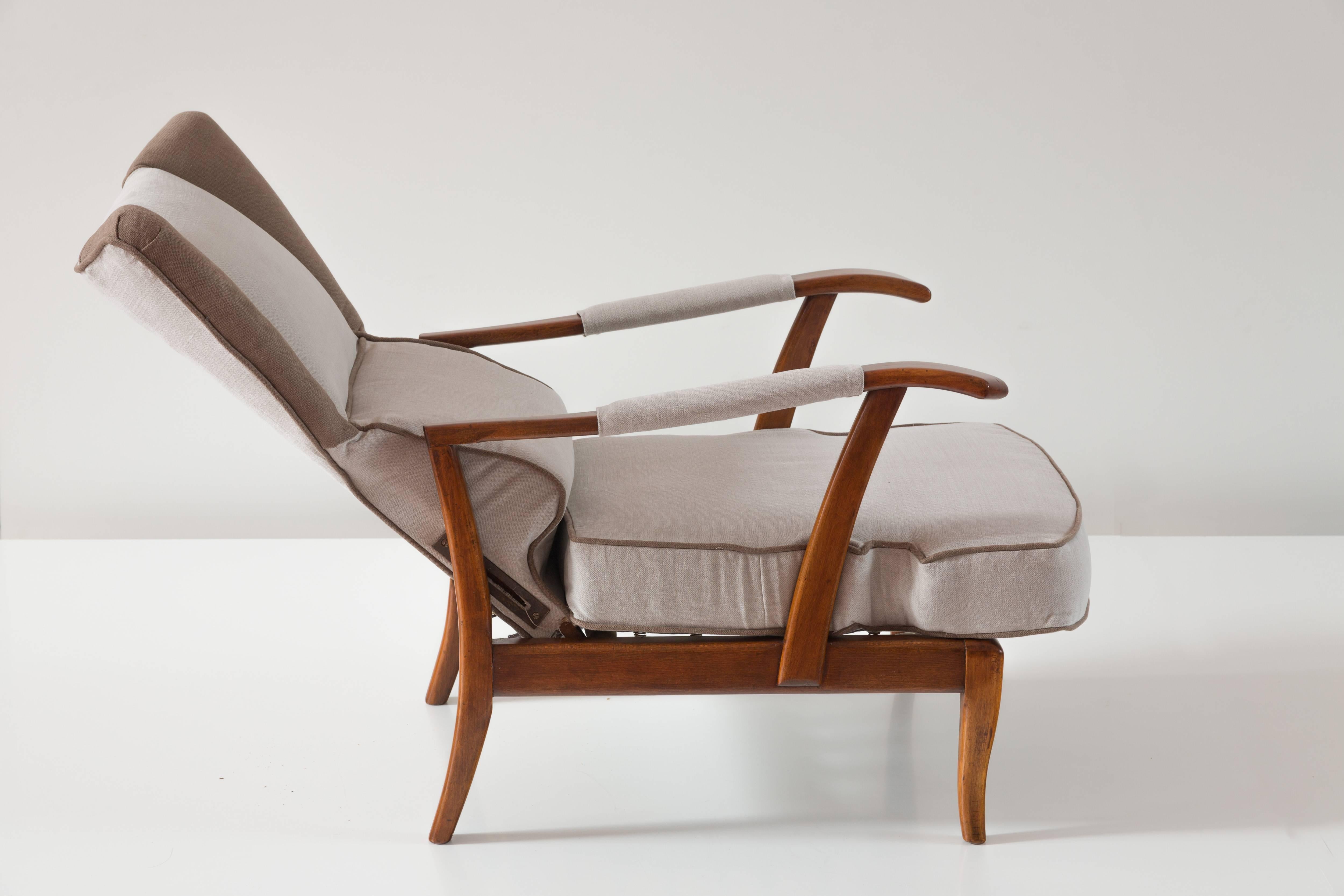 Interesting Pair of Reclining Wingback Armchairs by Paolo Buffa, 1940 1