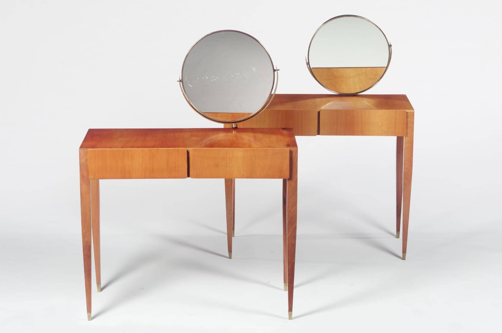 Mid-20th Century Gio Ponti Brass Table Mirror Fontana Arte on Green Marble Block, 1955