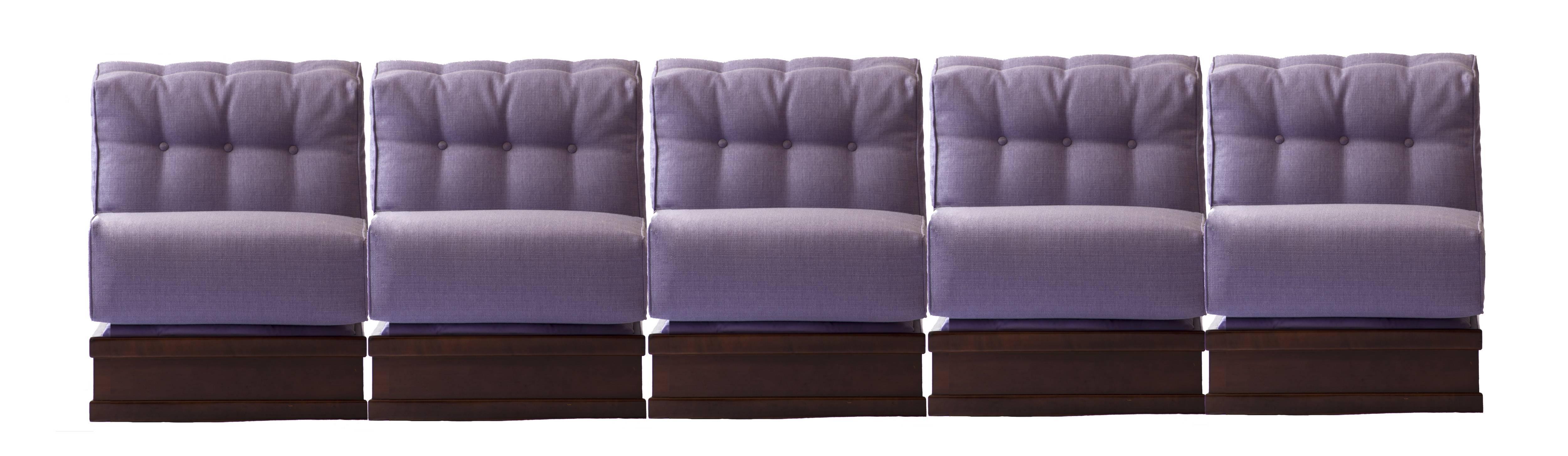 Modern Fine and Elegant Mahogany Five-Pieces Sofa by Luciano Frigerio, 1970