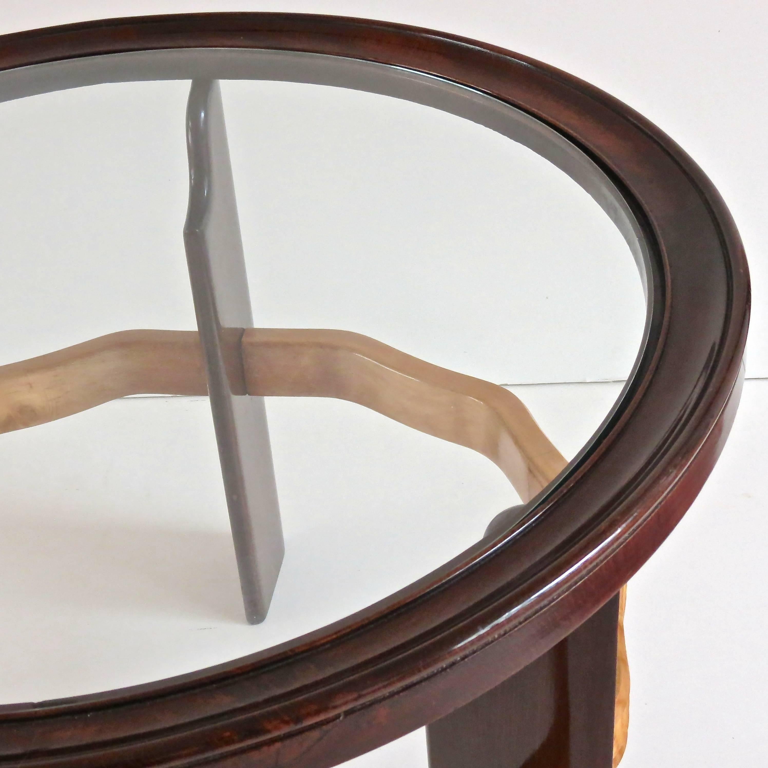 Important Mahogany and Peachwood Osvaldo Borsani Round Coffee Table, 1935 1