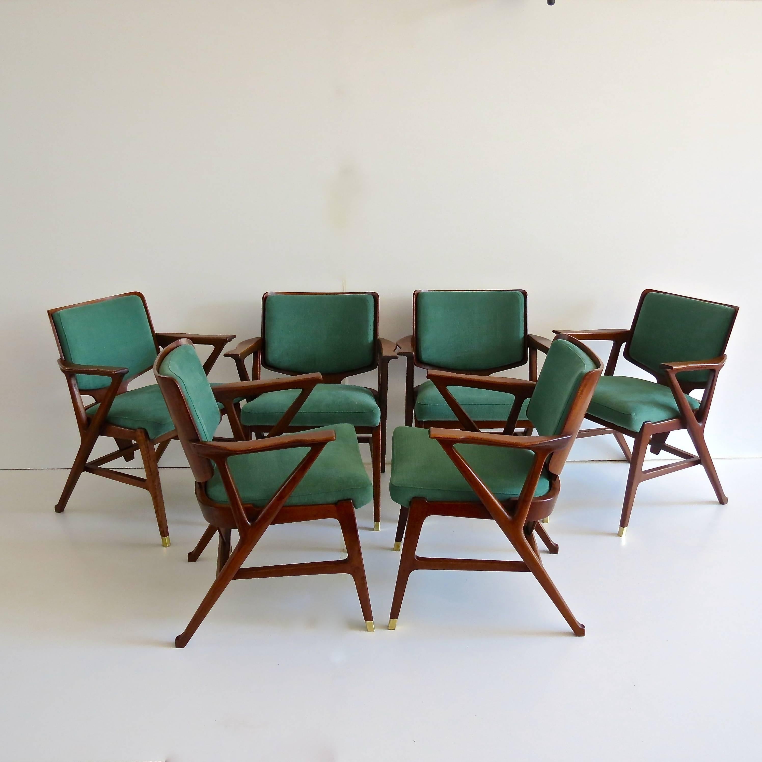 Important  Set of Six Cassina Dining Armchairs, designed by Enrico Ciuti, 1950 3