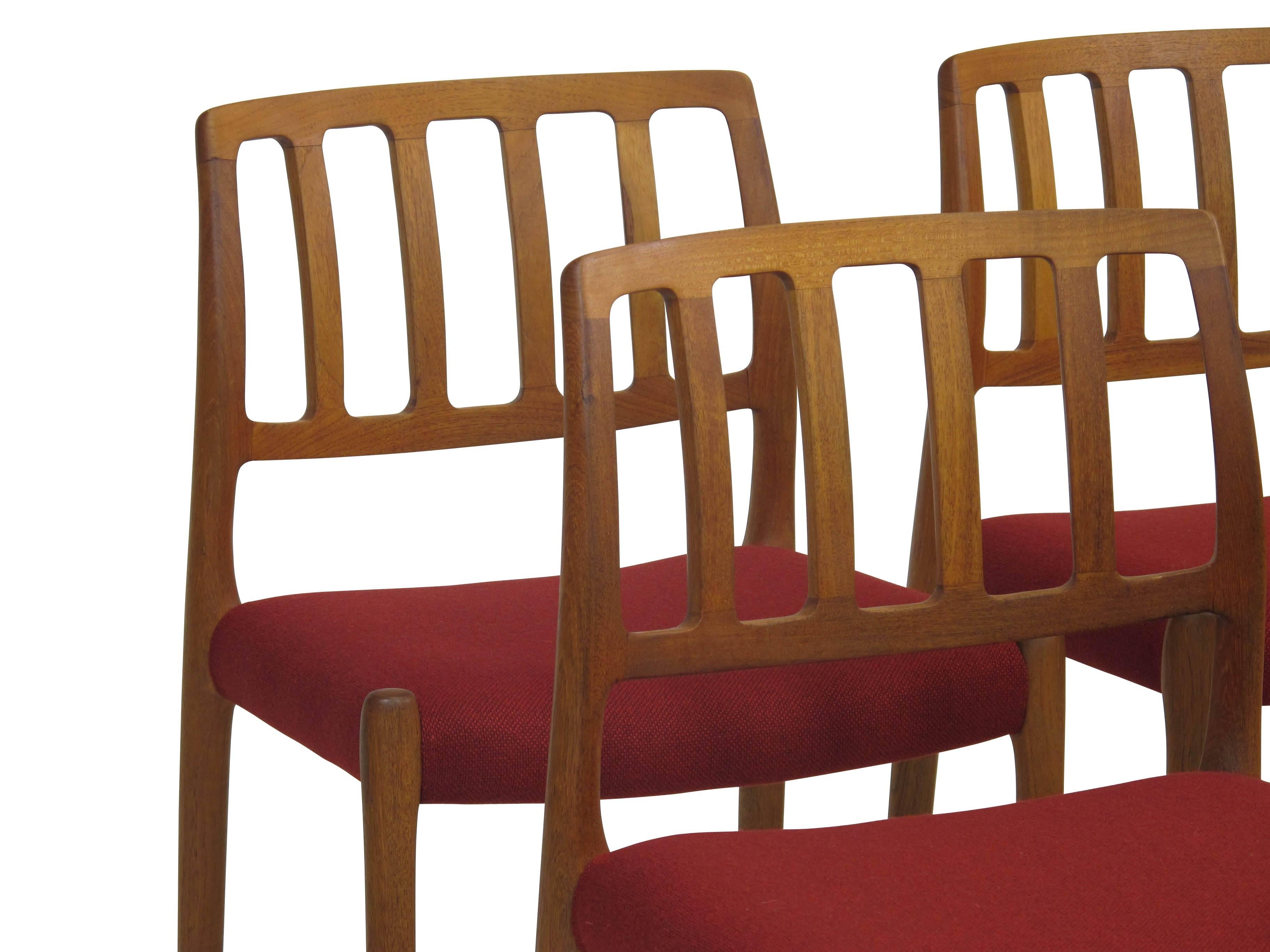 Niels Møller for J. L. Møller Danish Teak Dining Chairs Model 83 3