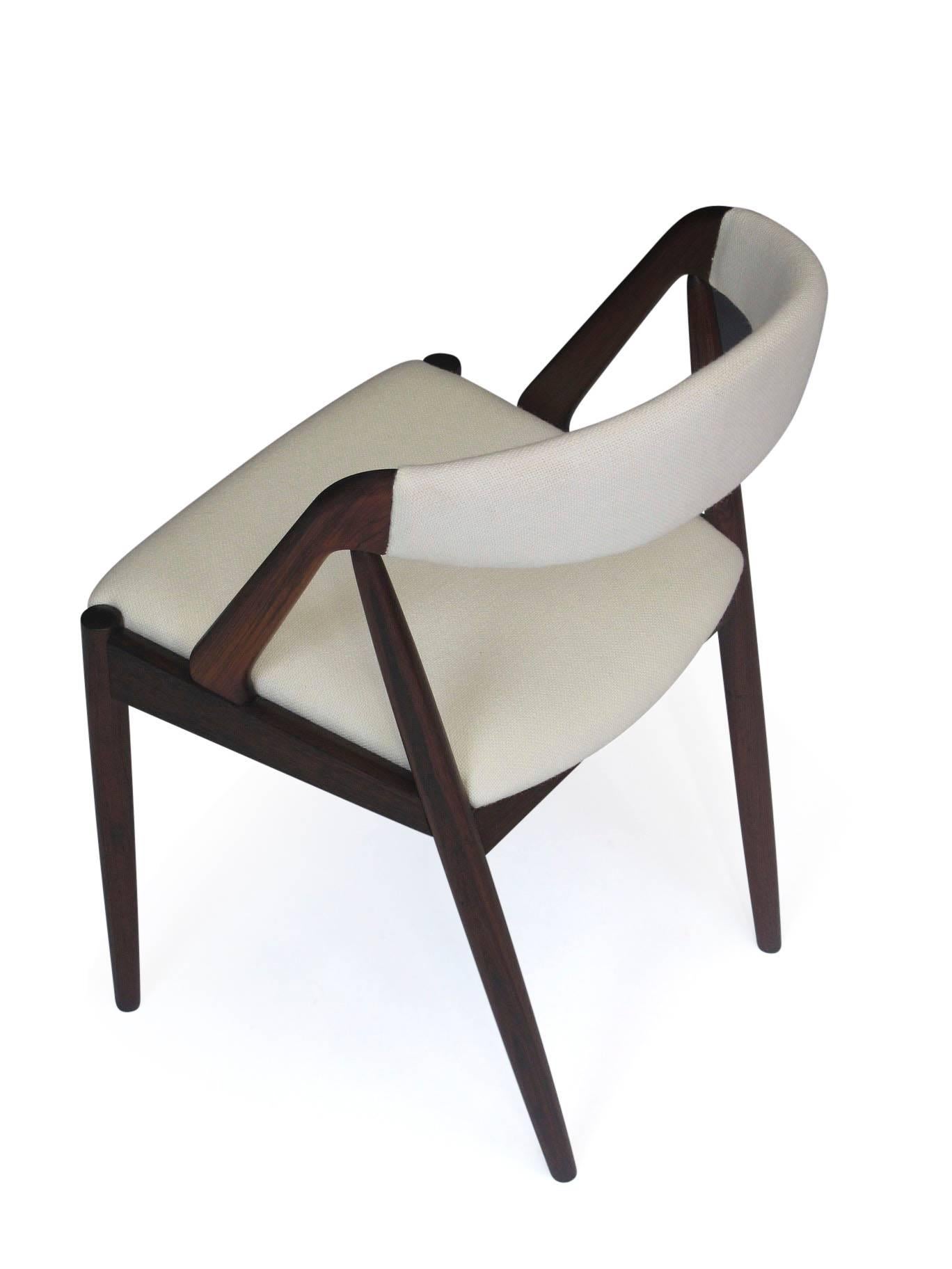 Kai Kristiansen Danish Rosewood Curved Back Dining Chairs in White  2