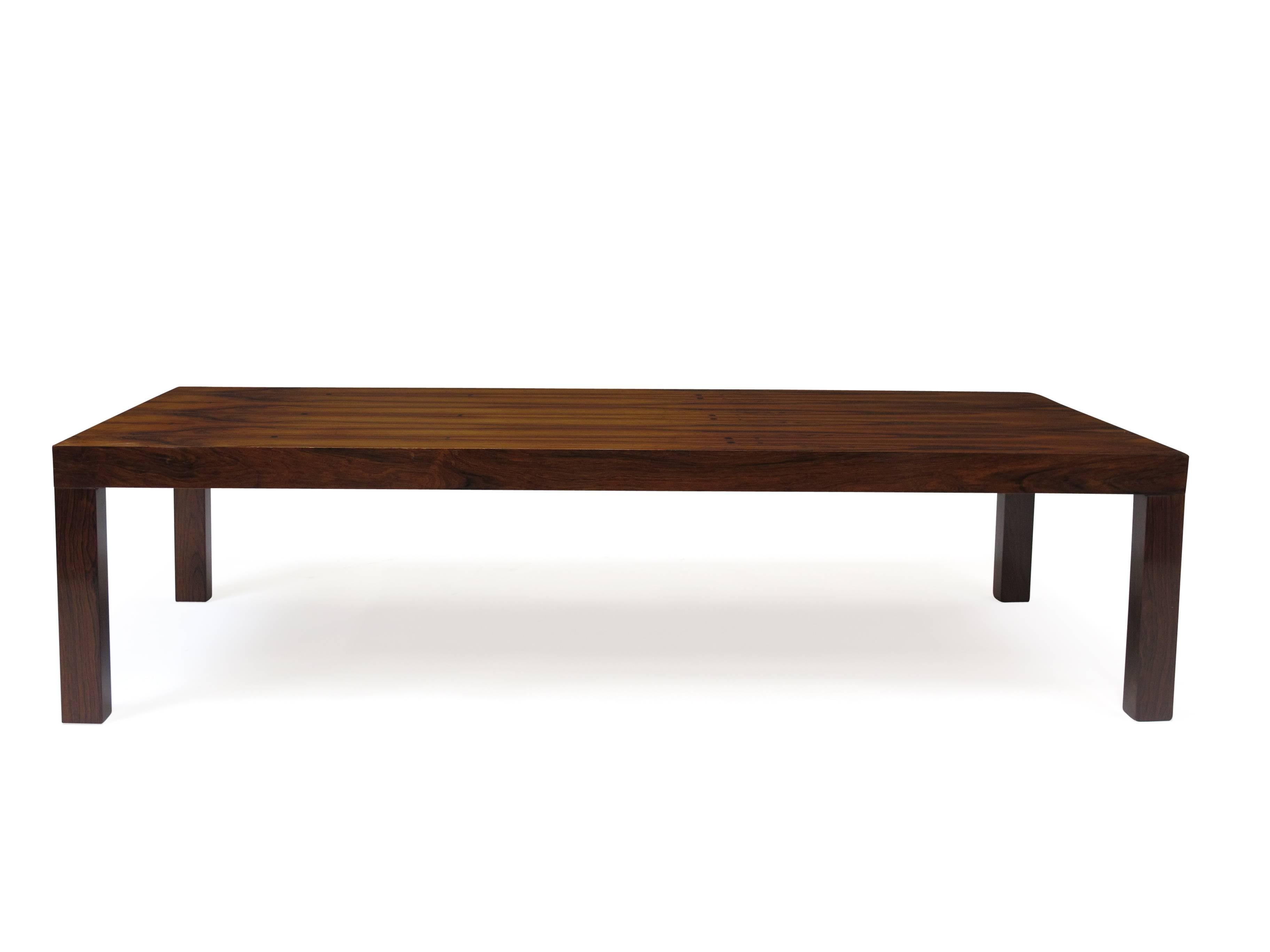 Varnished Midcentury Rosewood Parsons Coffee Table