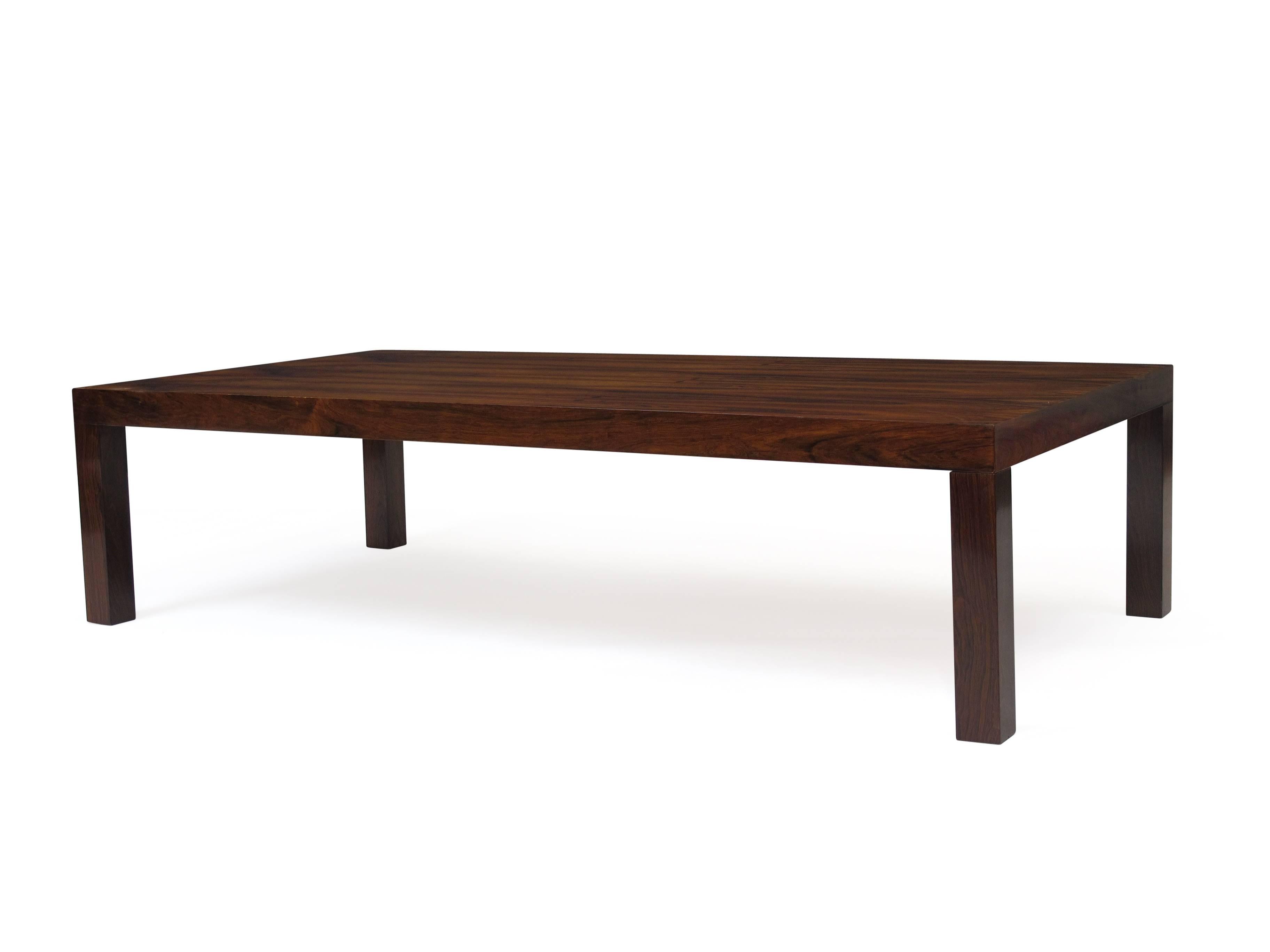 Midcentury Rosewood Parsons Coffee Table In Good Condition In Oakland, CA