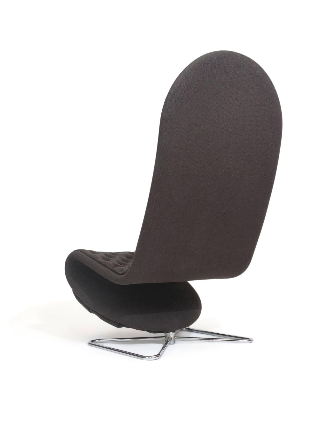 Mid-Century Modern Verner Panton High Back Lounge Chair in Grey Wool
