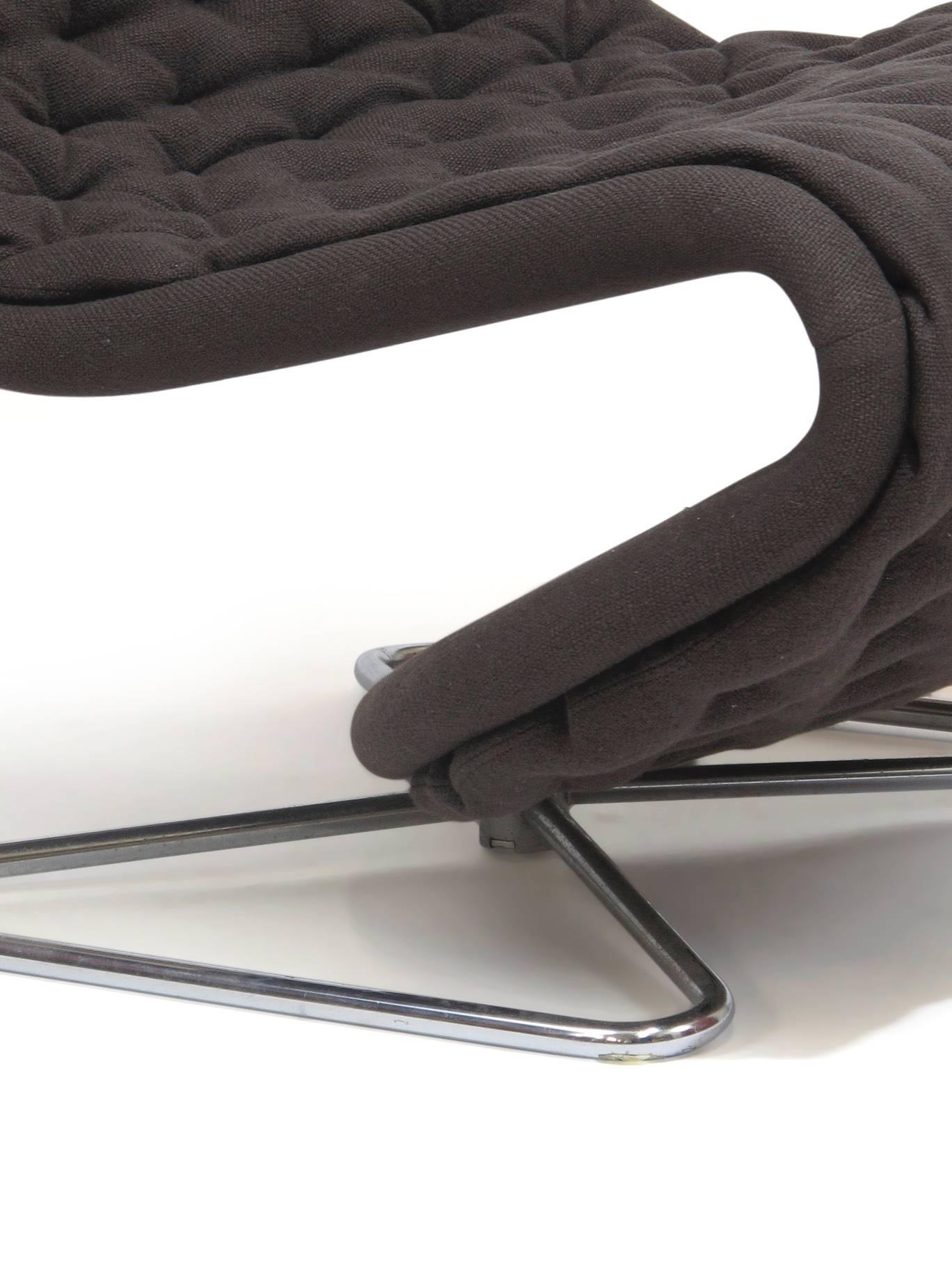 Steel Verner Panton High Back Lounge Chair in Grey Wool