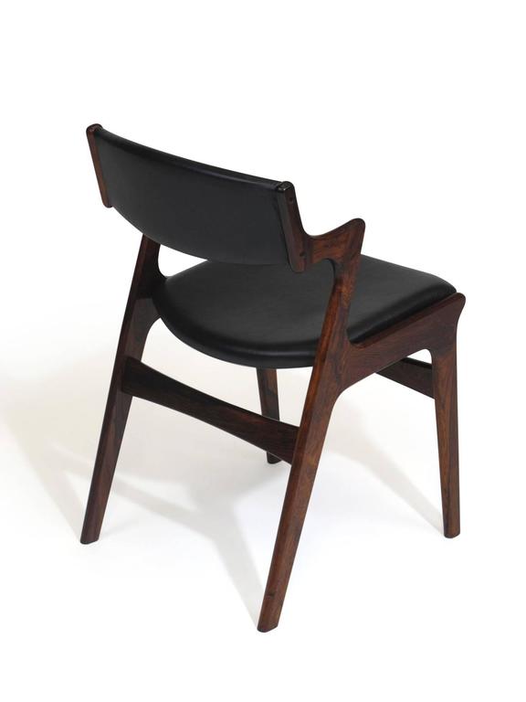 Four Danish Rosewood and Black Leather Dining Chairs For Sale at 1stDibs