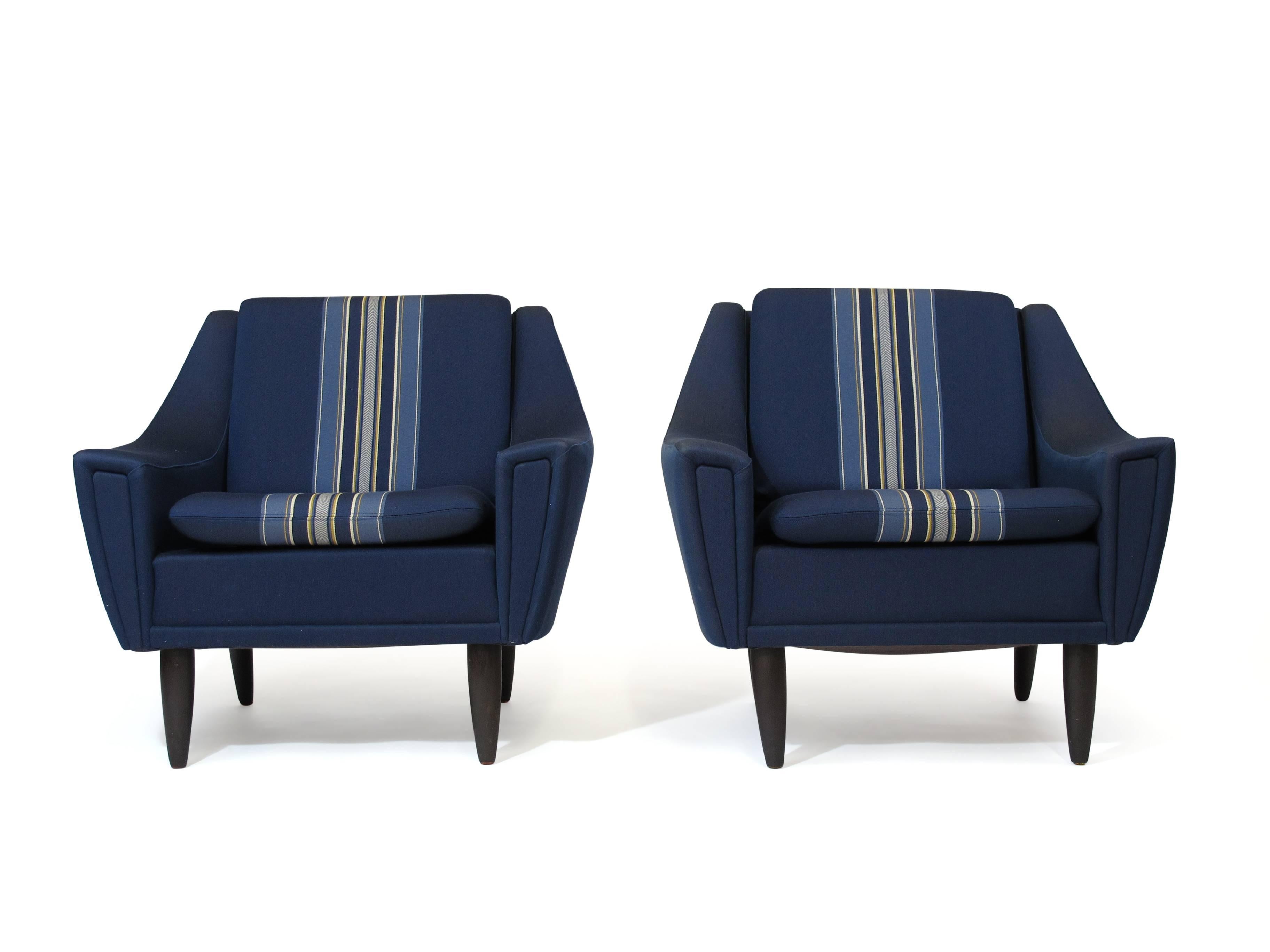 Beech Danish Upholstered Lounge Chairs