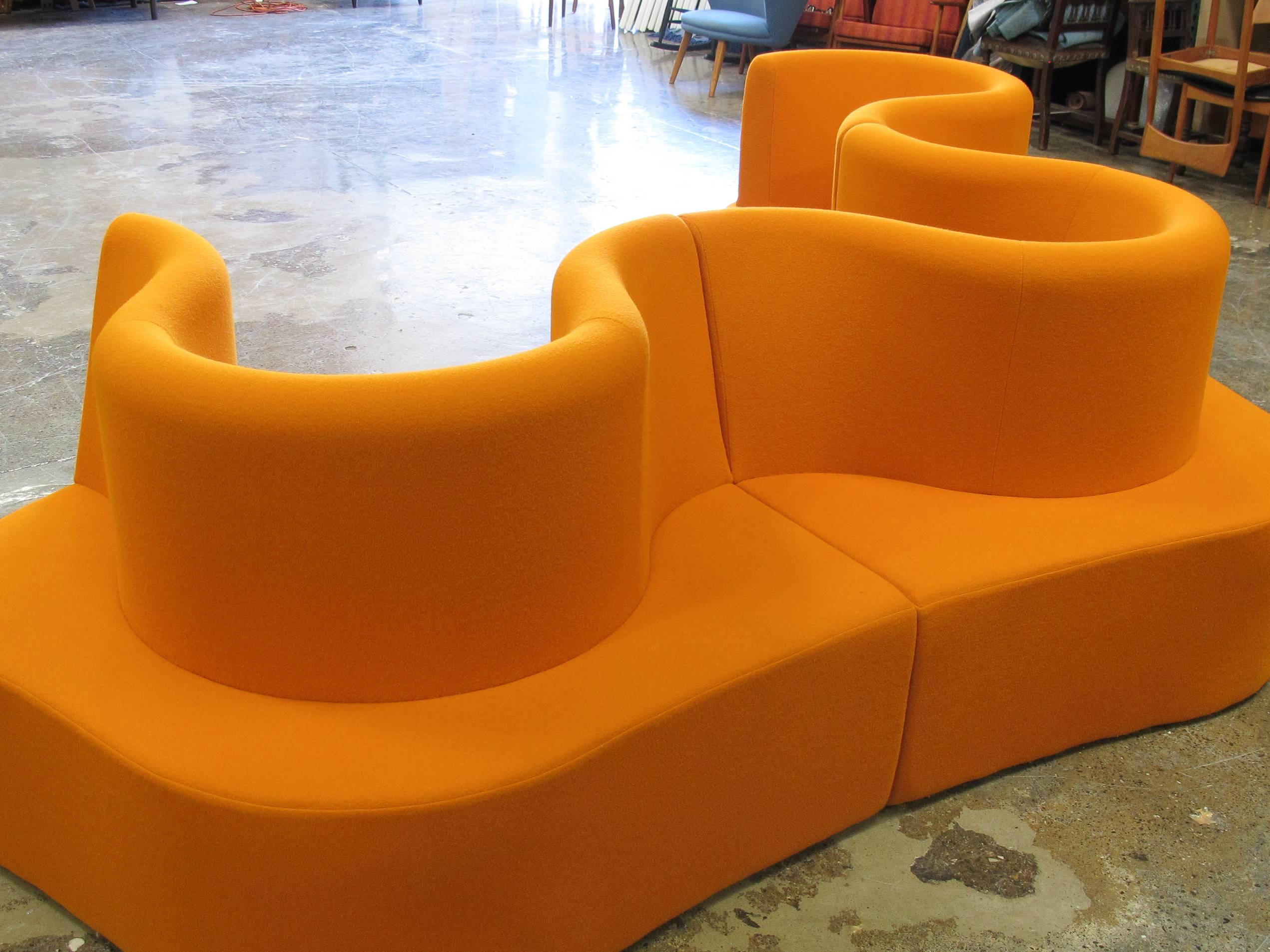 Scandinavian Modern Verner Panton Cloverleaf Sofa in Orange