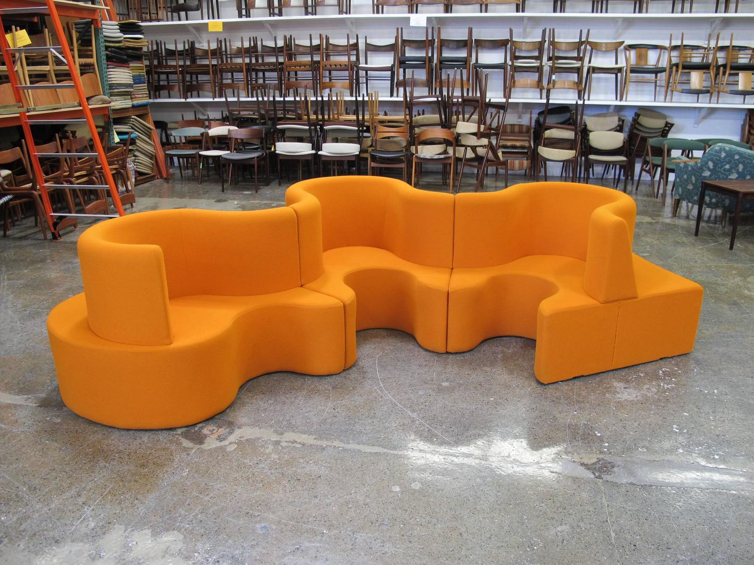 Verner Panton Cloverleaf Sofa in Orange For Sale at 1stdibs