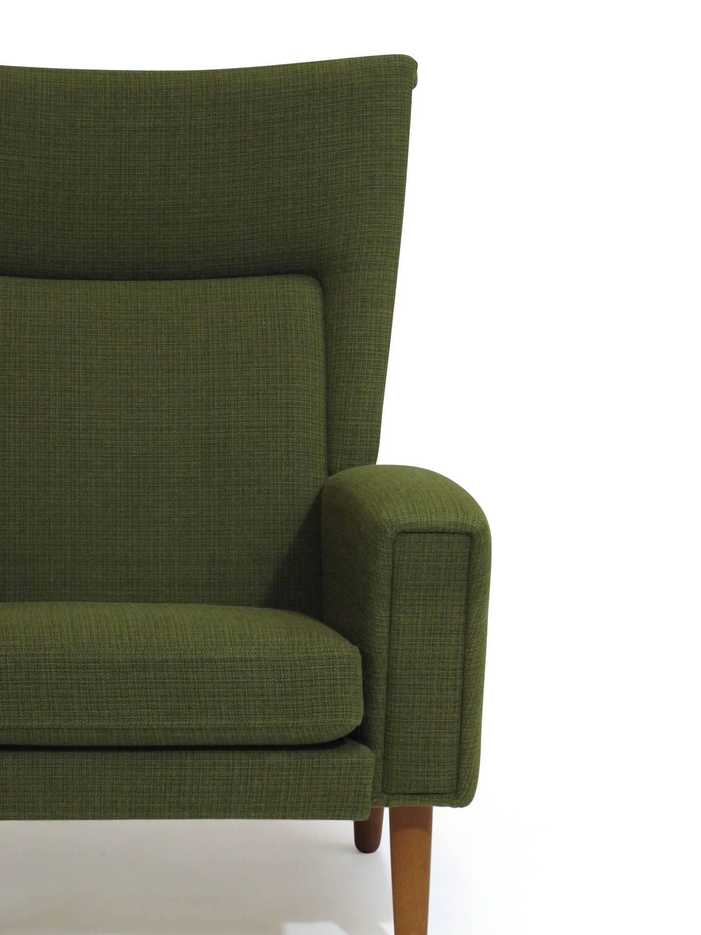 Danish Highback Lounge Chair in Green Fabric 3