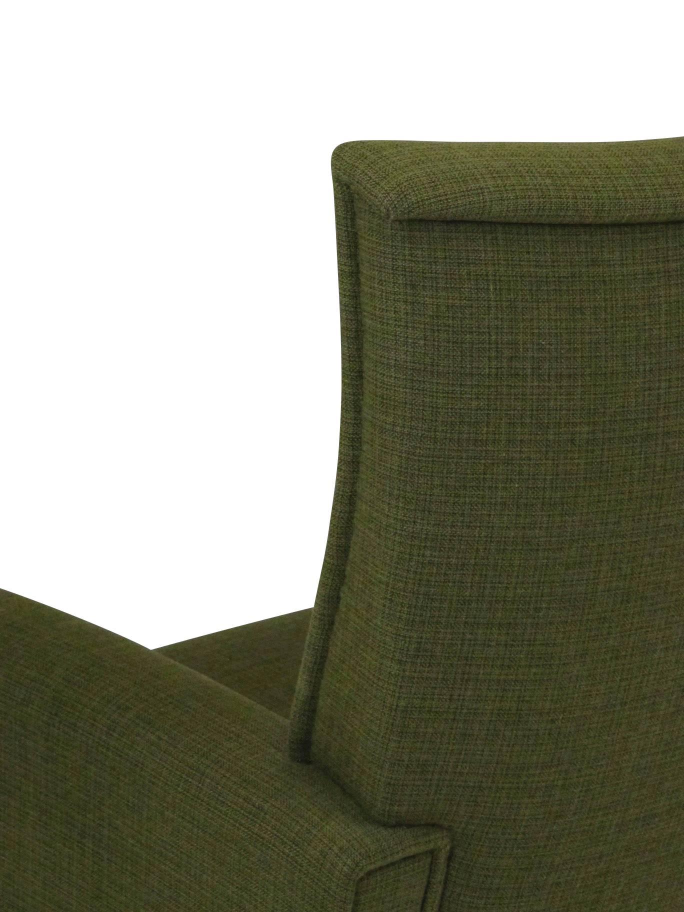 Danish Highback Lounge Chair in Green Fabric 4