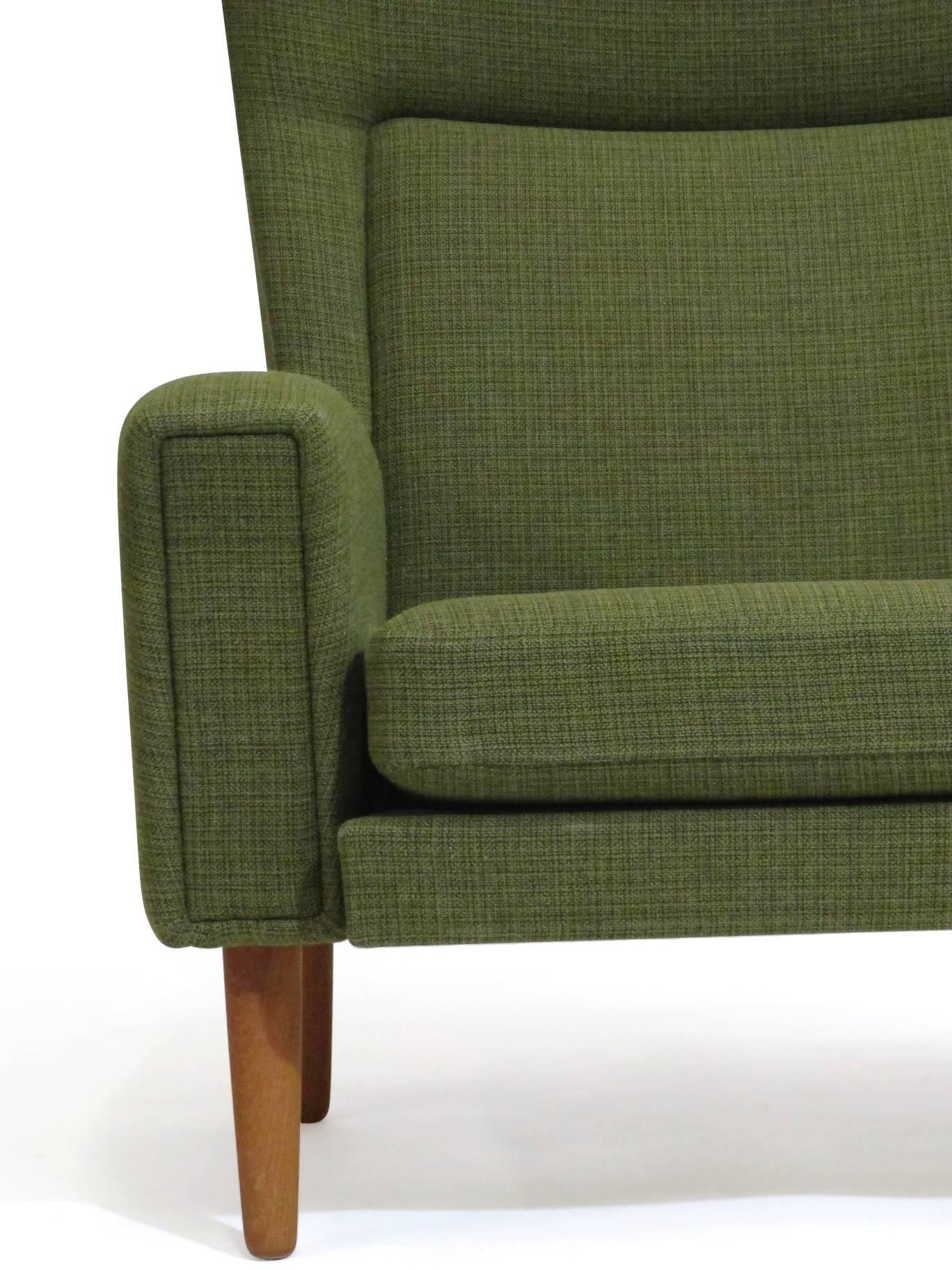 Danish Highback Lounge Chair in Green Fabric 5