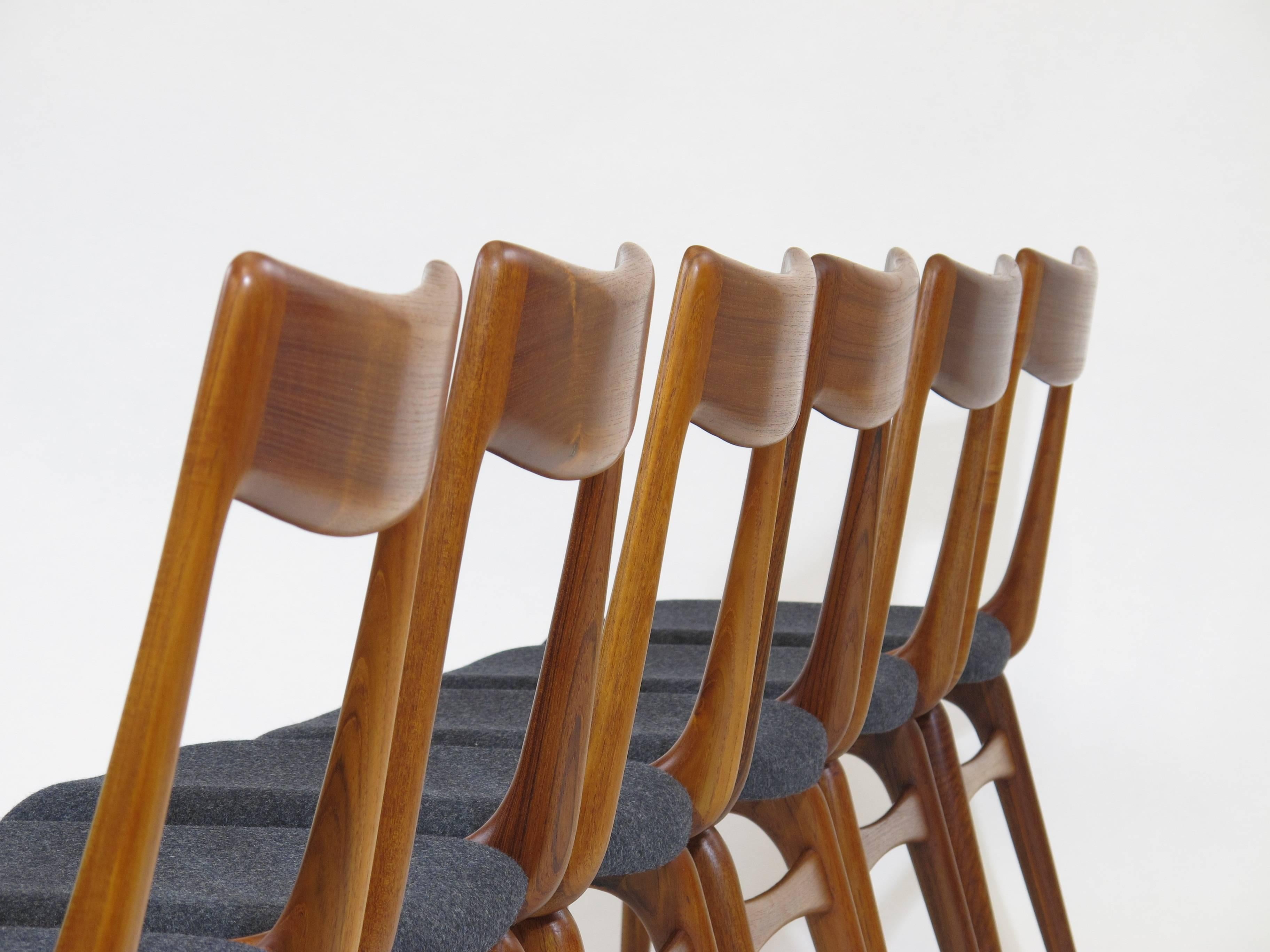 Scandinavian Modern Erik Christiansen Boomerang Danish Teak Dining Chairs