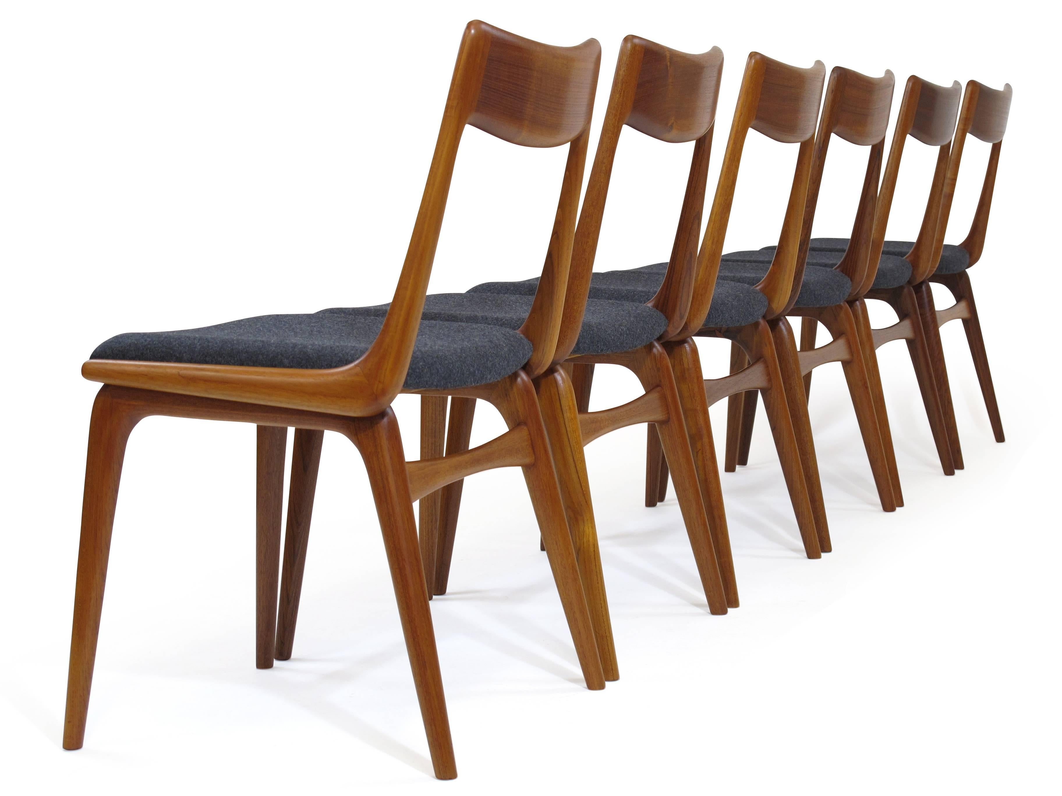 Oiled Erik Christiansen Boomerang Danish Teak Dining Chairs