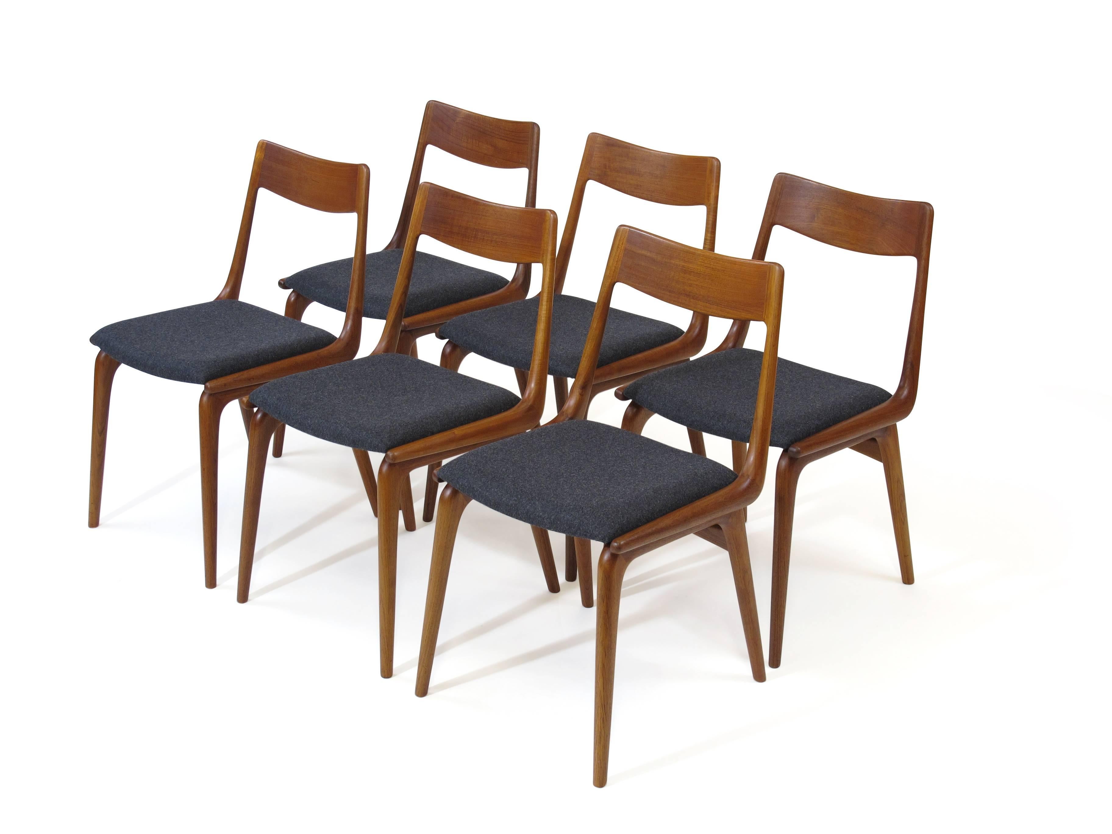 20th Century Erik Christiansen Boomerang Danish Teak Dining Chairs