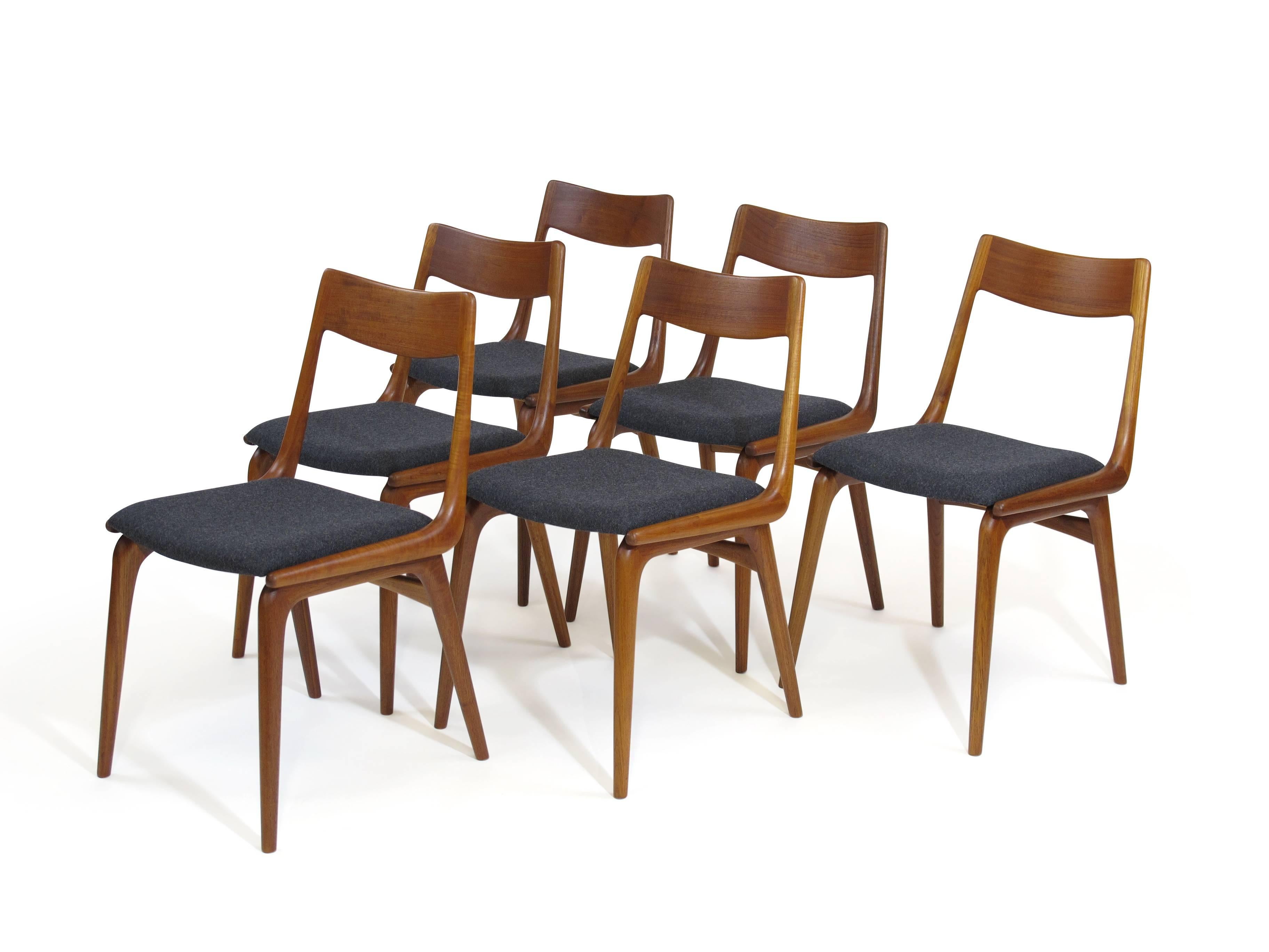 Erik Christiansen Boomerang Danish Teak Dining Chairs In Excellent Condition In Oakland, CA