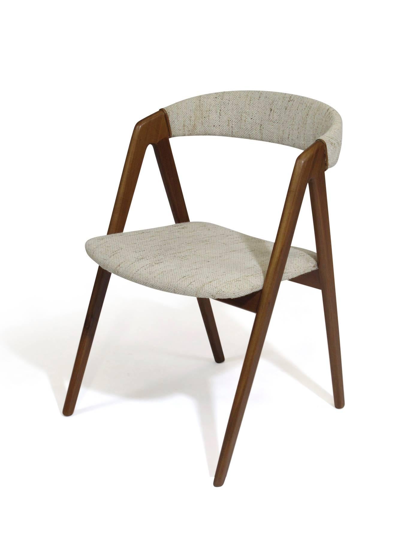 Wool Six Midcentury Danish Walnut Danish Dining Chairs