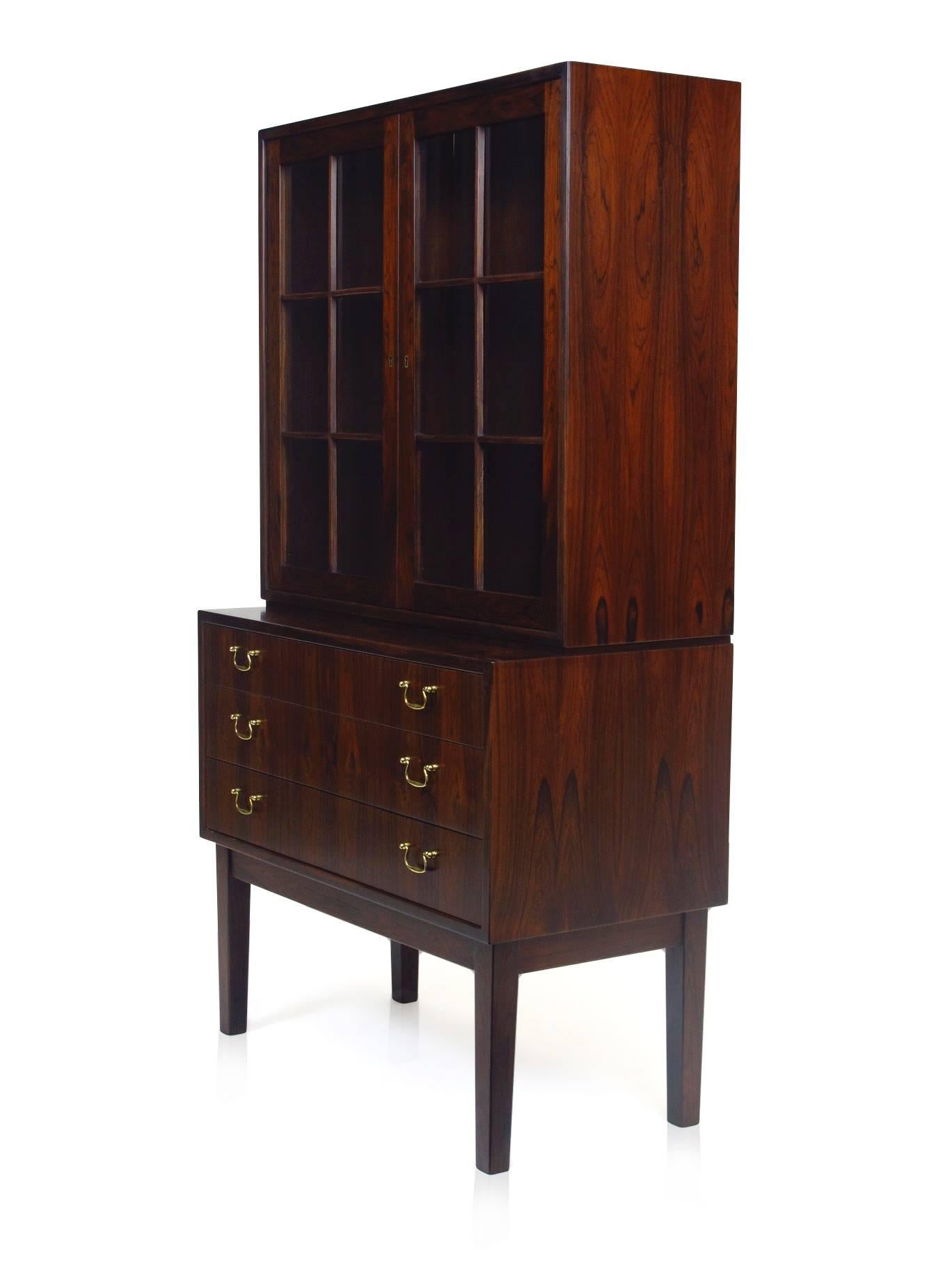 Oiled Ole Wanscher Danish Rosewood Curio Cabinet