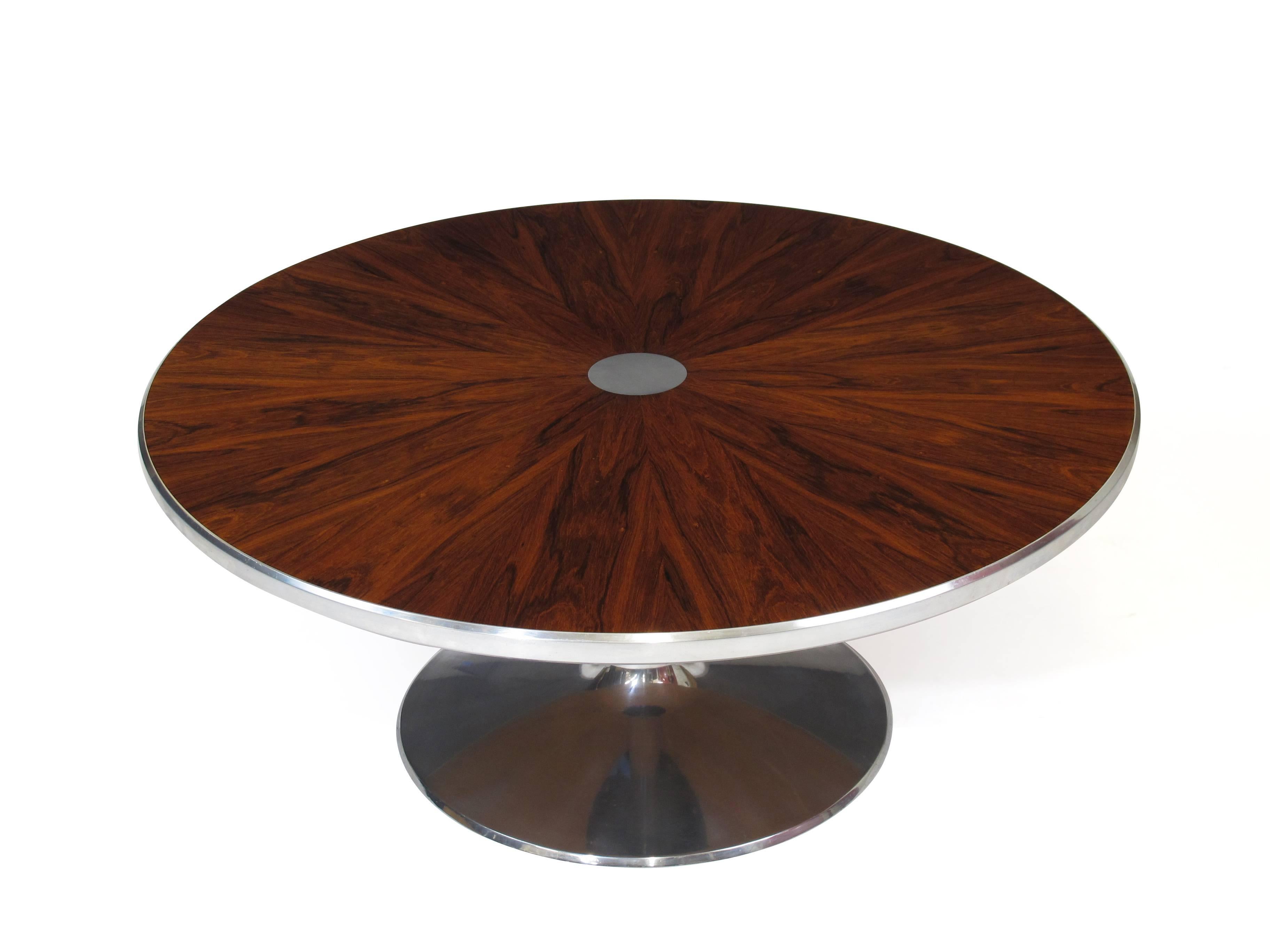 Mid-Century Modern Steen Ostergaard for Poul Cadovius Chrome Pedestal Rosewood Coffee Table 