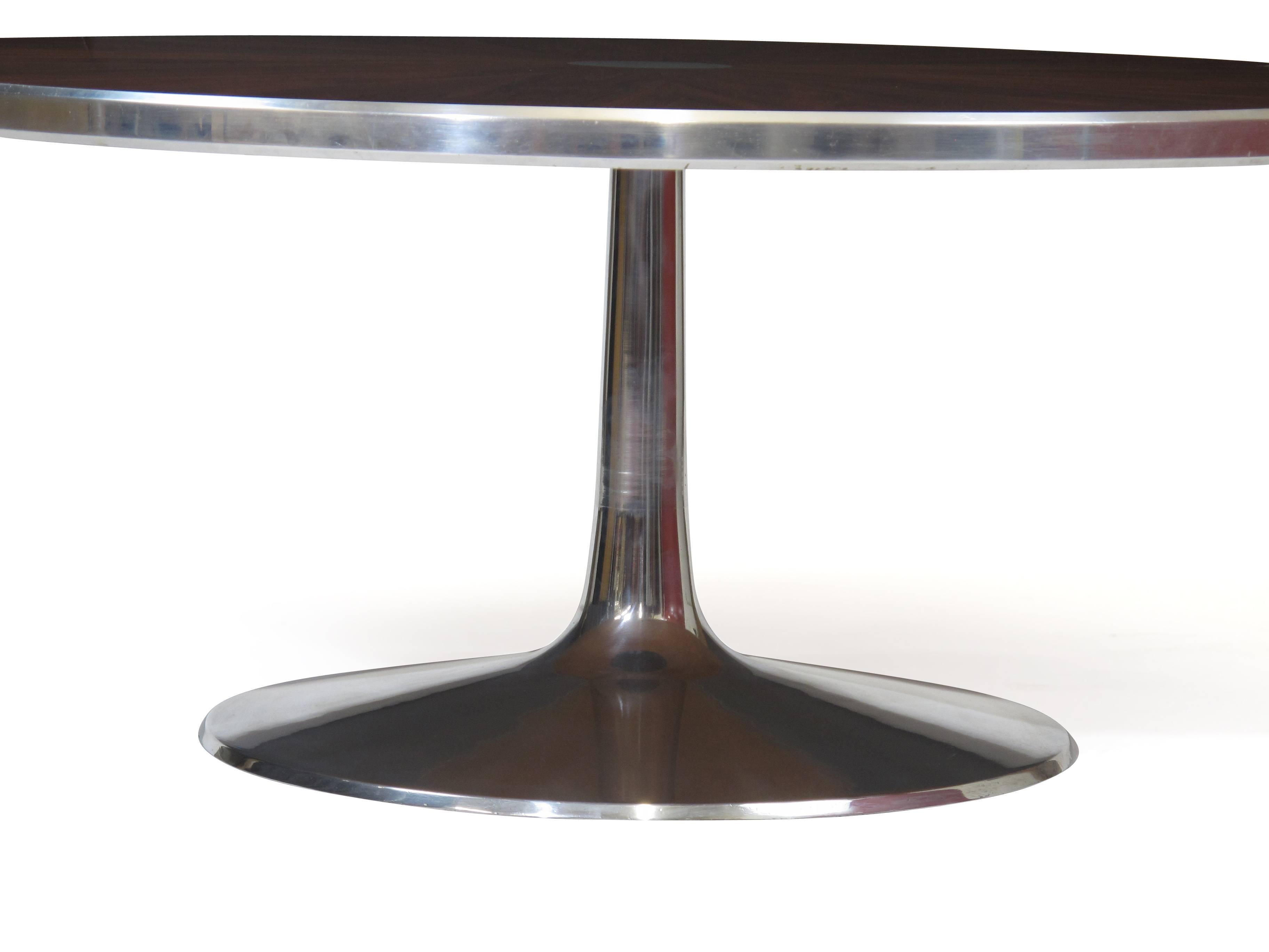 Mid-20th Century Steen Ostergaard for Poul Cadovius Chrome Pedestal Rosewood Coffee Table 