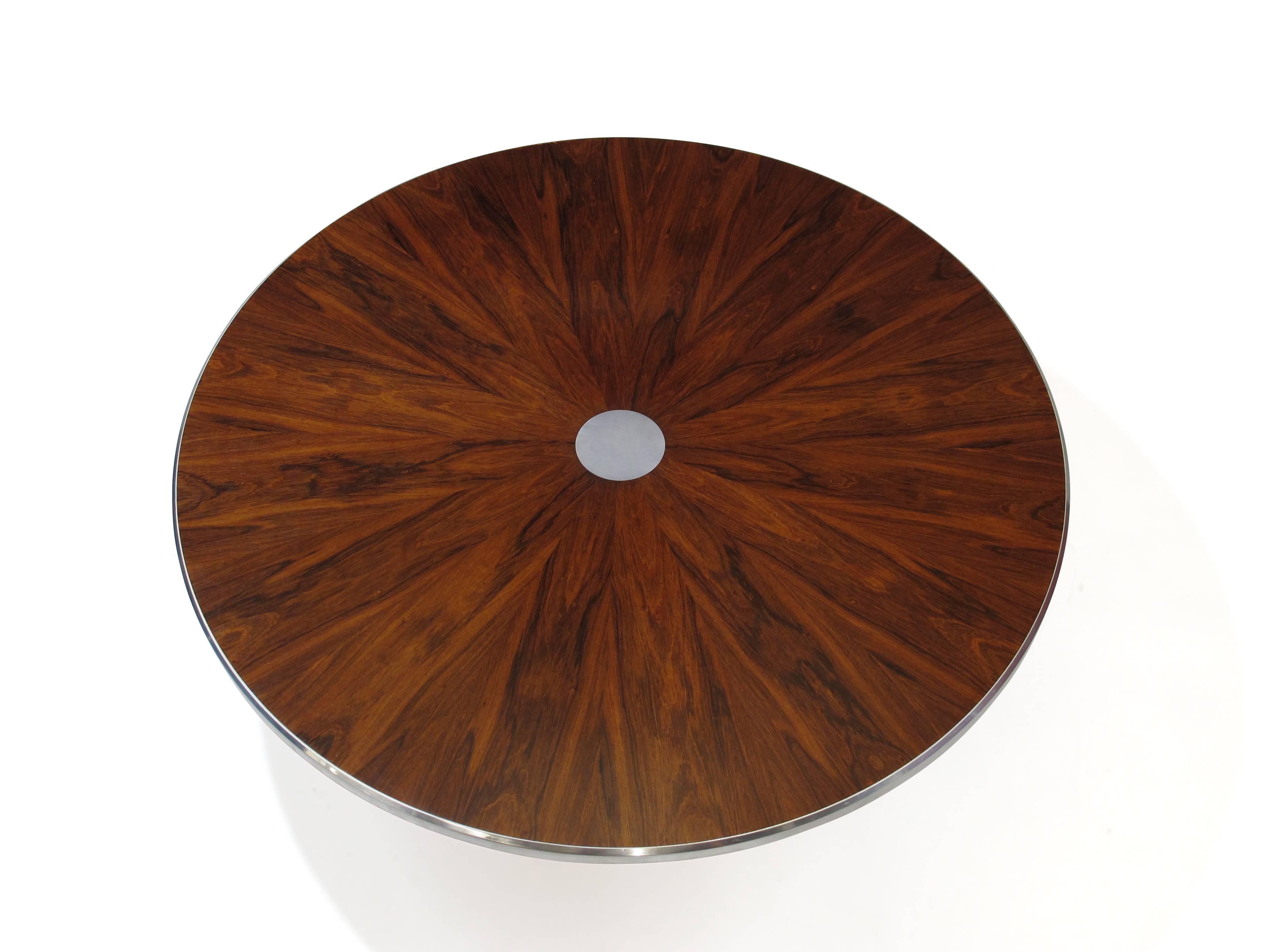 Steen Ostergaard for Poul Cadovius Chrome Pedestal Rosewood Coffee Table  2