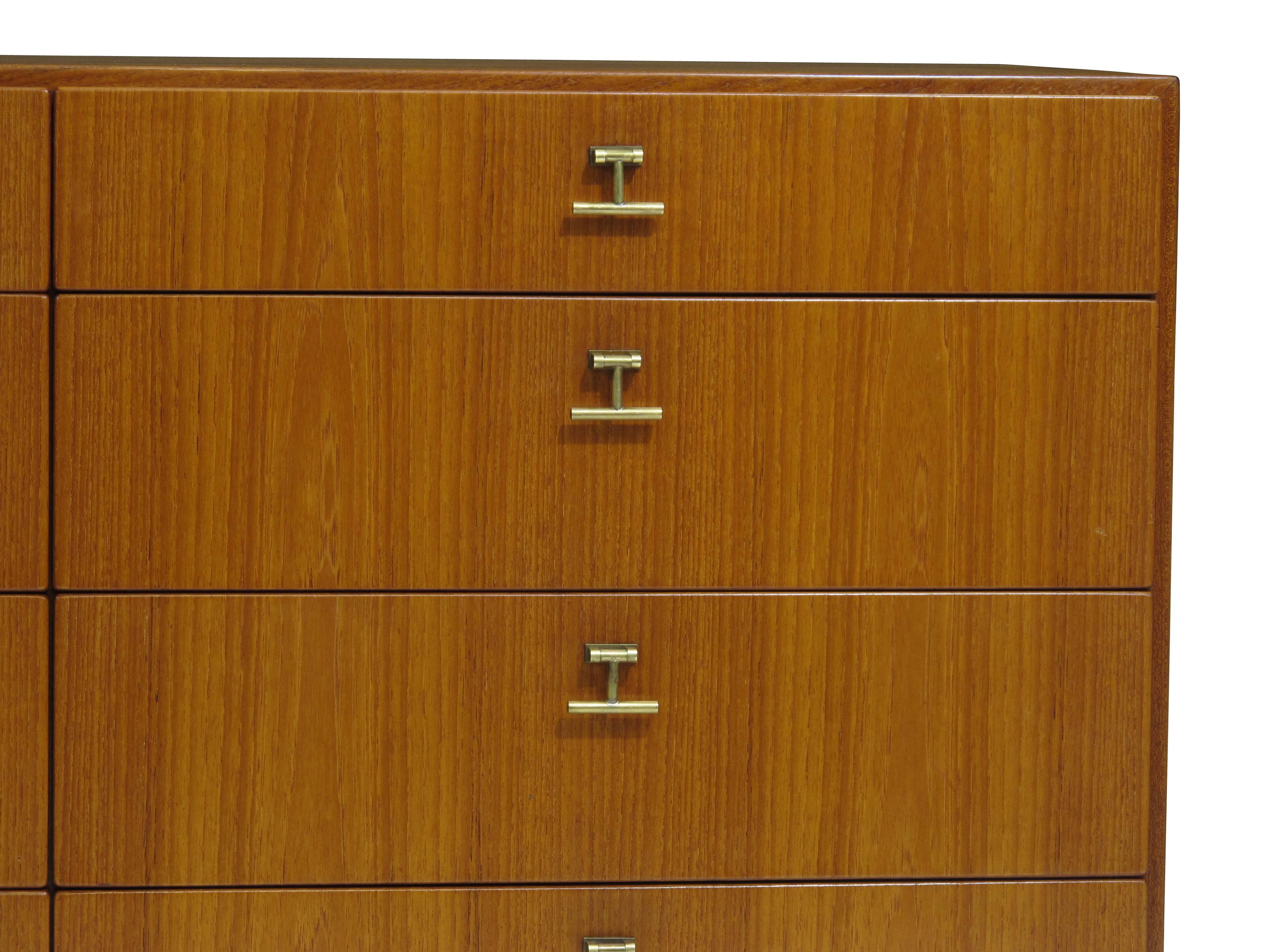 Oiled Borge Mogensen Teak Chest of Drawers with Brass Pulls
