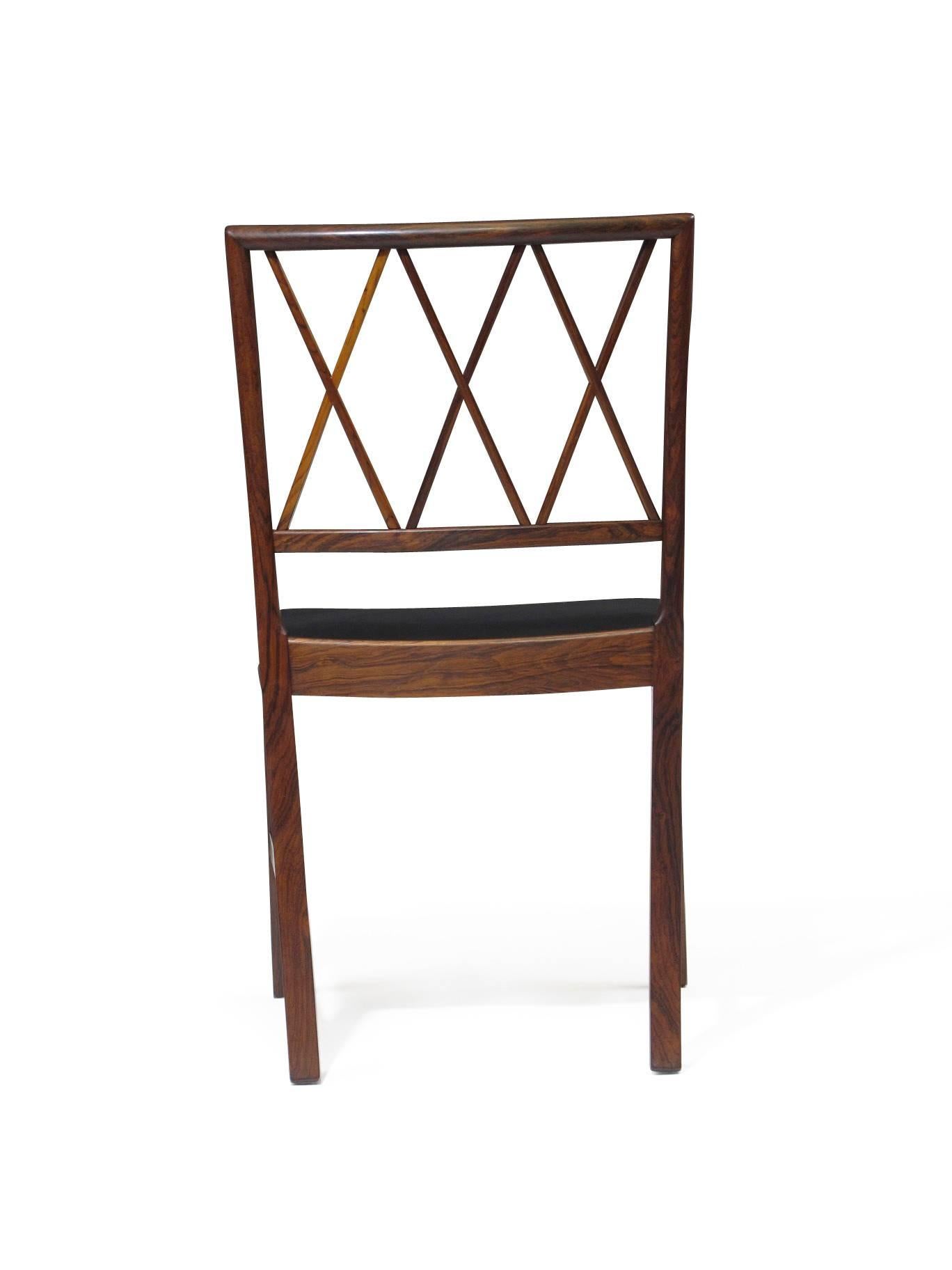 Scandinavian Modern Ole Wanscher for AJ Iversen Rosewood Dining Chairs For Sale