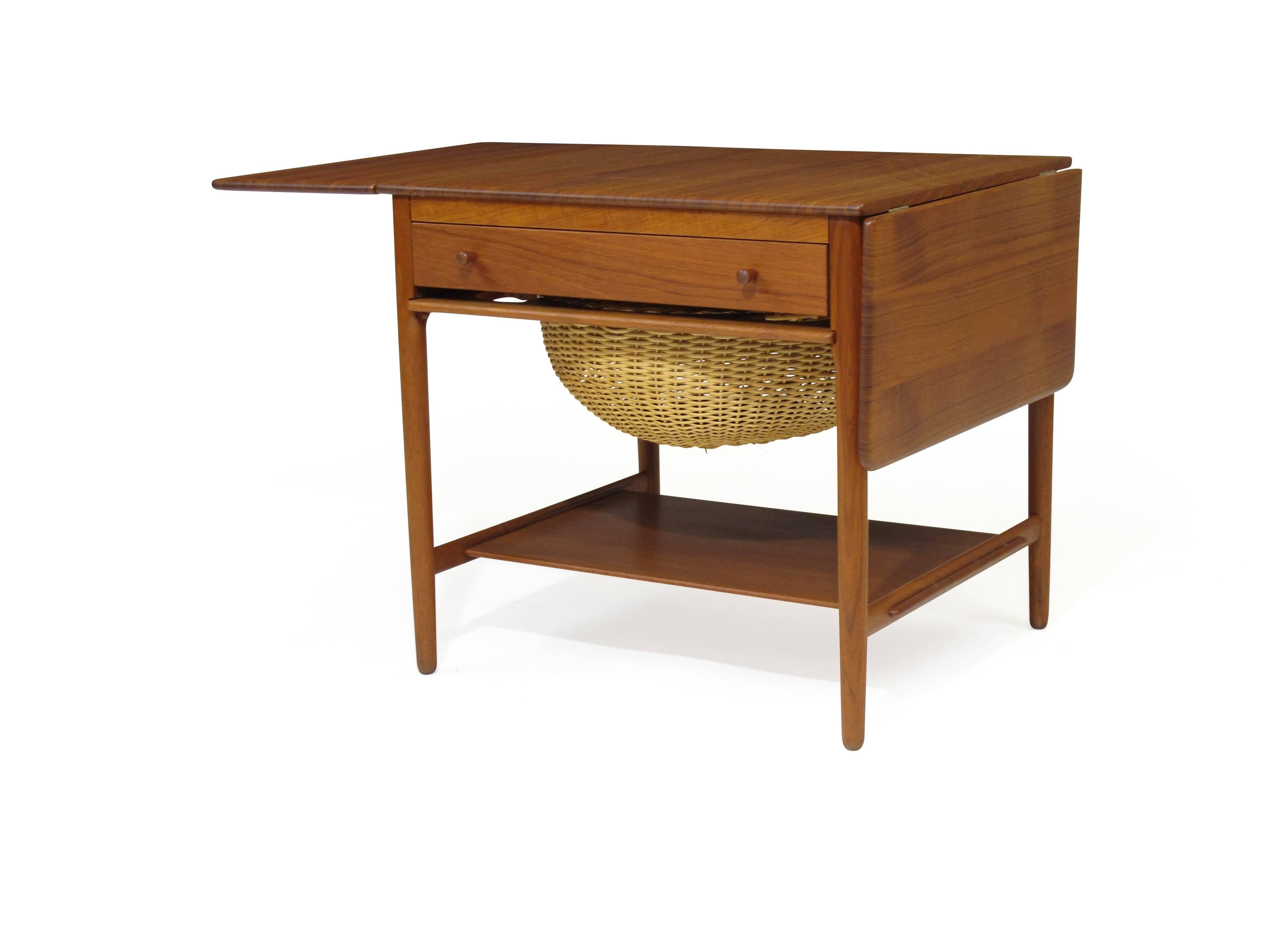 Hans J. Wegner Teak Side or Sewing Table In Excellent Condition In Oakland, CA