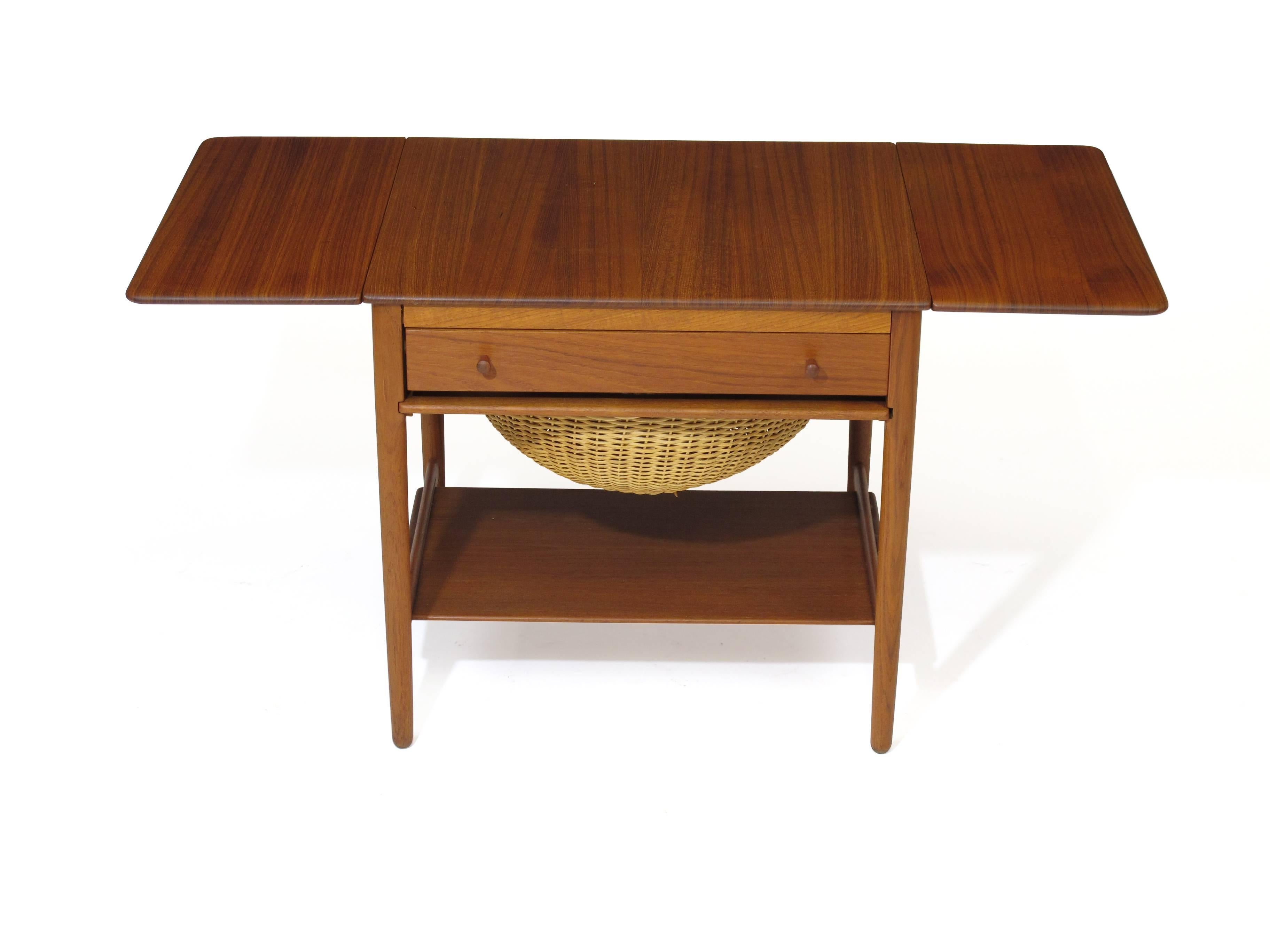 20th Century Hans J. Wegner Teak Side or Sewing Table