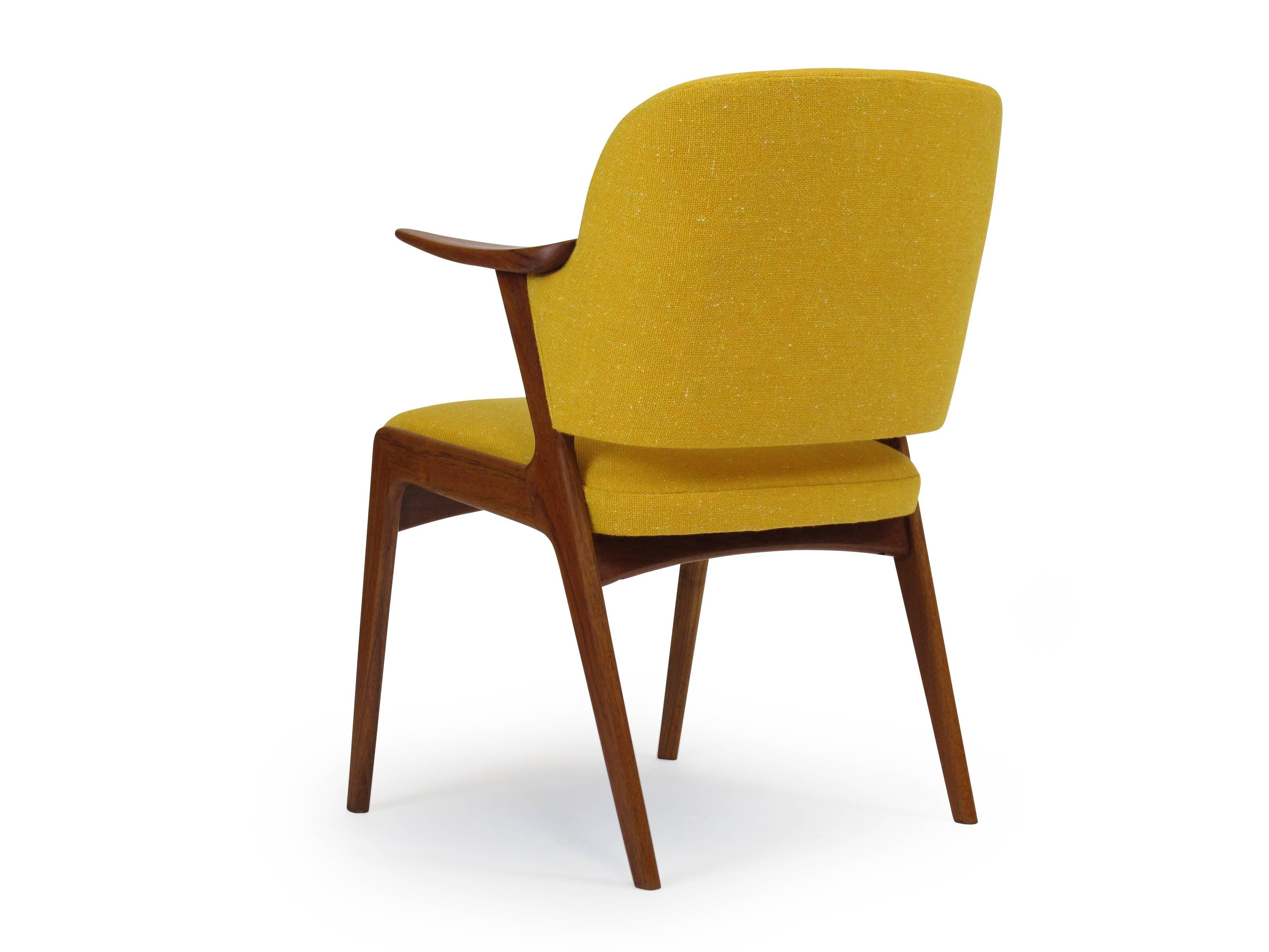 20th Century Danish Teak Armchair in Yellow Wool Fabric